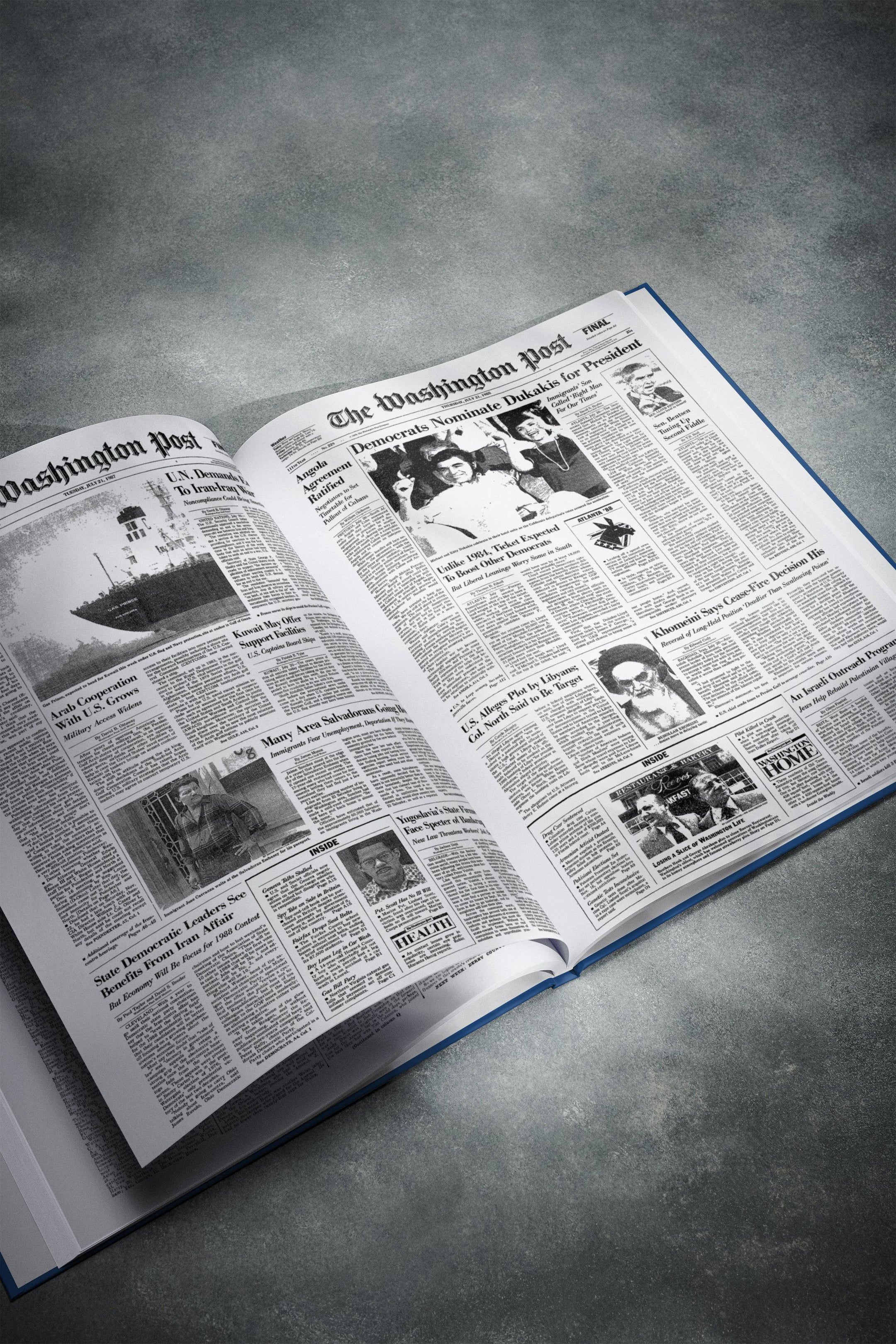 40th Milestone Birthday Newspaper Book Washington Post Edition - Historic Newspapers