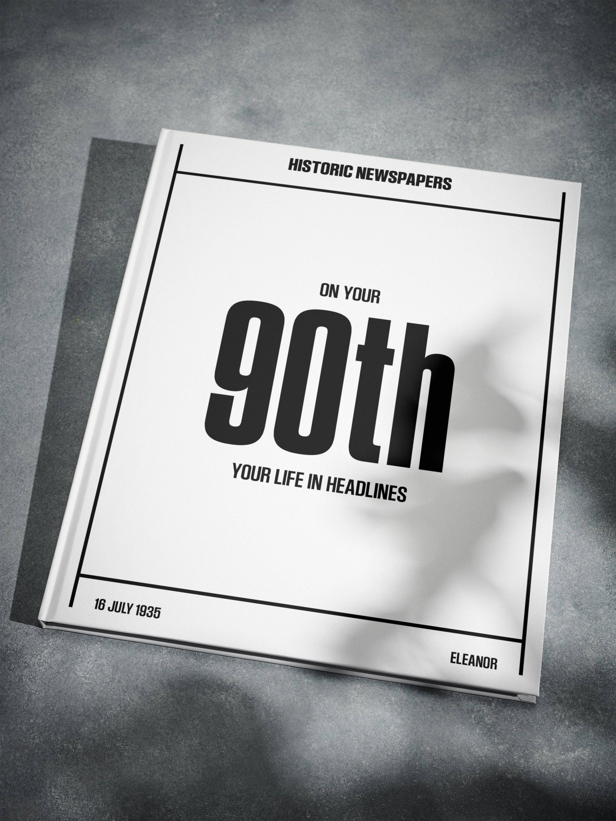 90th Milestone Birthday Newspaper Book