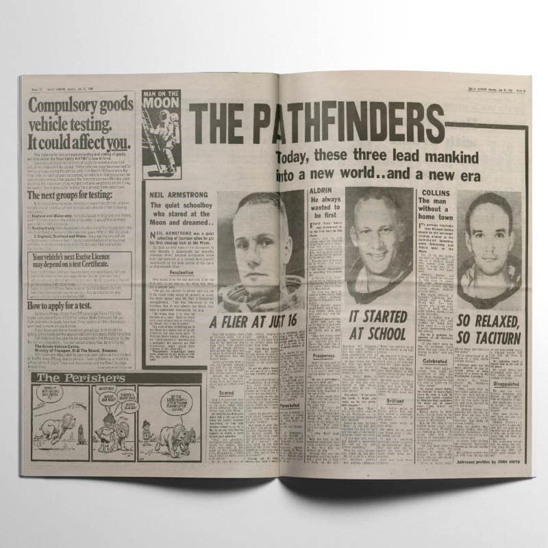 man on the moon newspaper