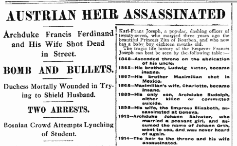 archduke franz ferdinand assassination newspaper