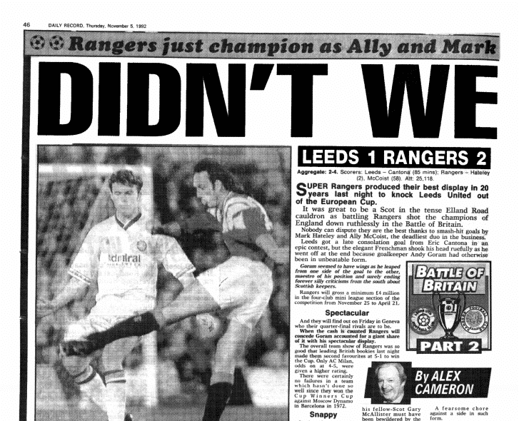 The Battle of Britain: Leeds Rangers ‘92 | Historic Newspapers