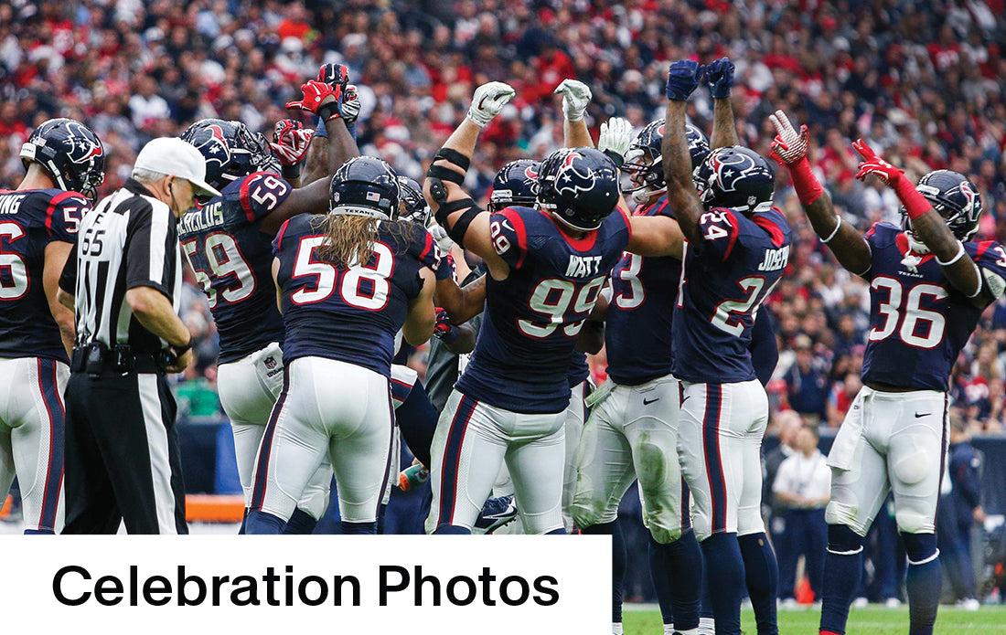 Houston Texans football celebration photos from Deluxe Content add-on by Historic Newspapers showing fans and players in action.