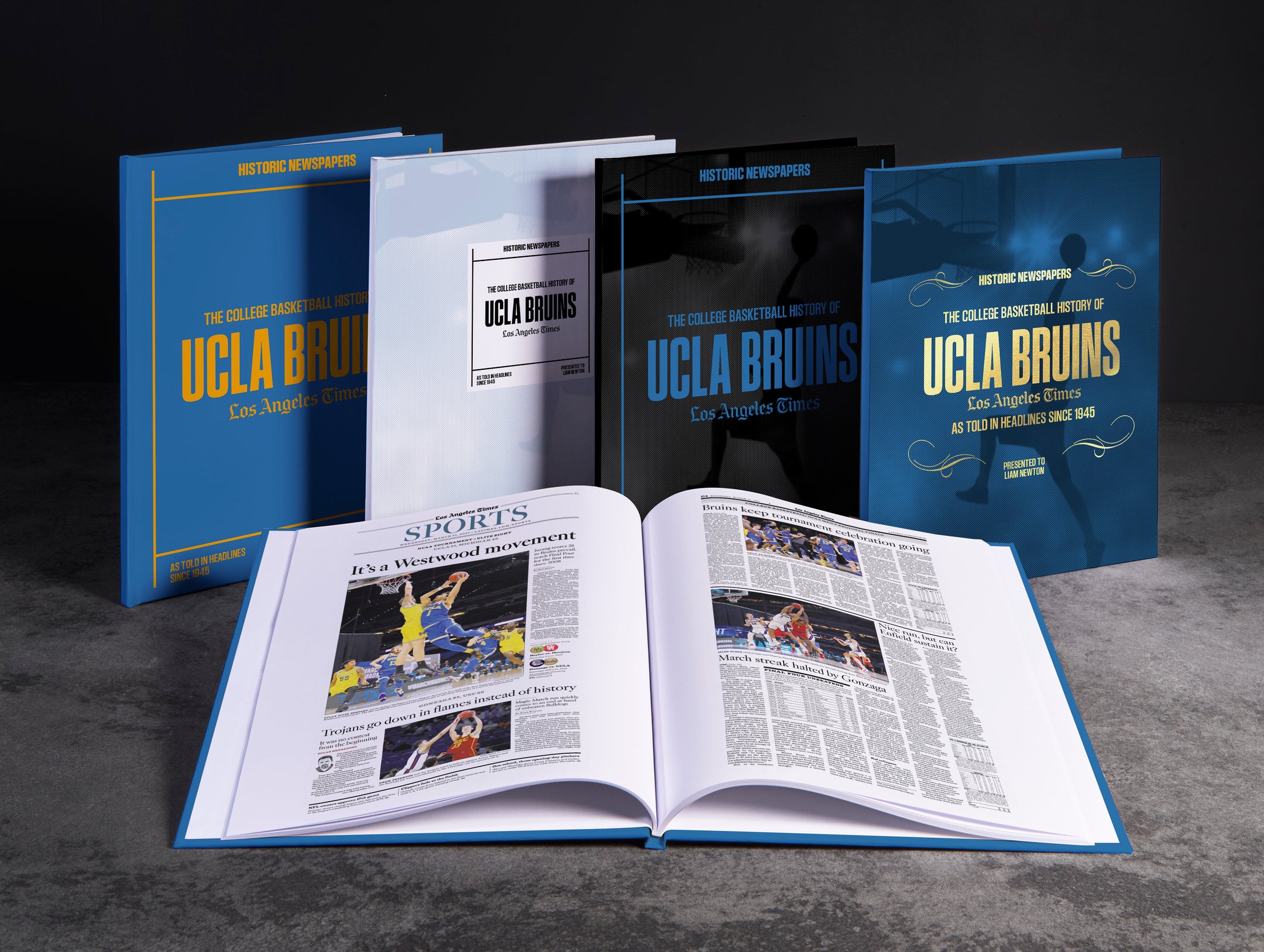 Historic Newspapers UCLA Bruins college basketball history POD book featuring Los Angeles Times edition with vintage newspaper pages.