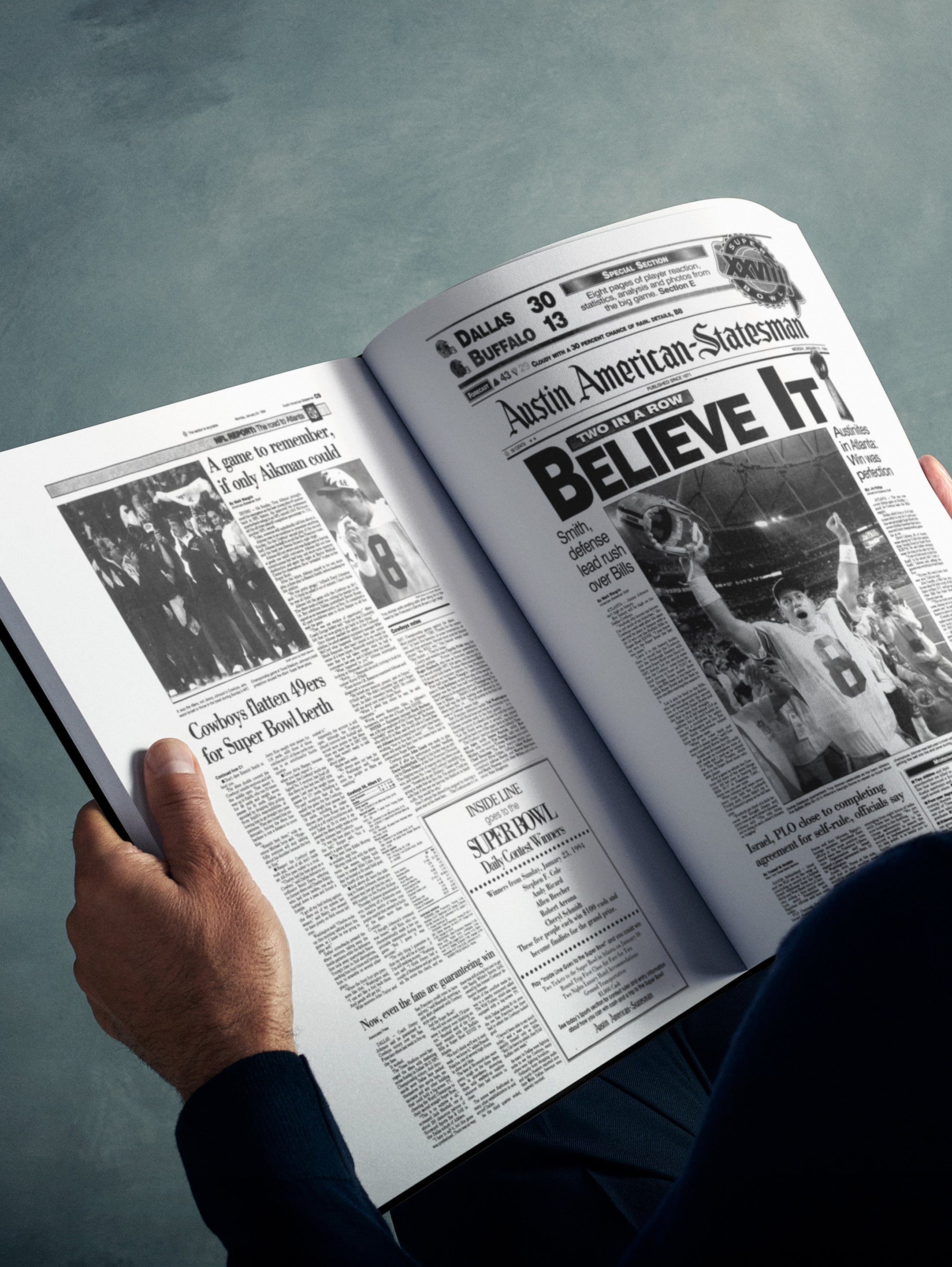 The US Football History of Dallas Cowboys Book - Historic Newspapers