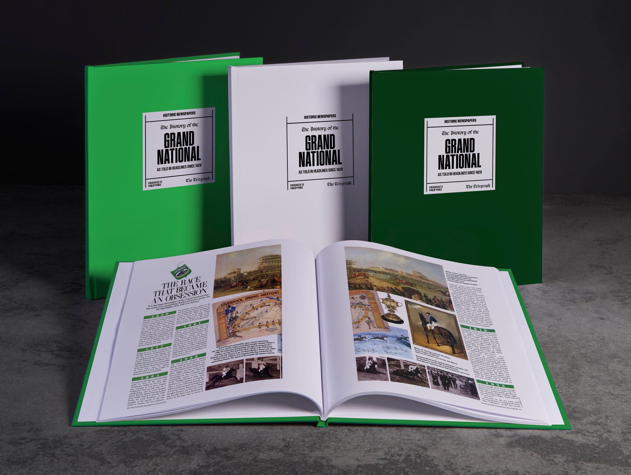 Image of "The History of the Grand National" telegraph edition printed on a POD book by Historic Newspapers, featuring vintage newspaper cover design.