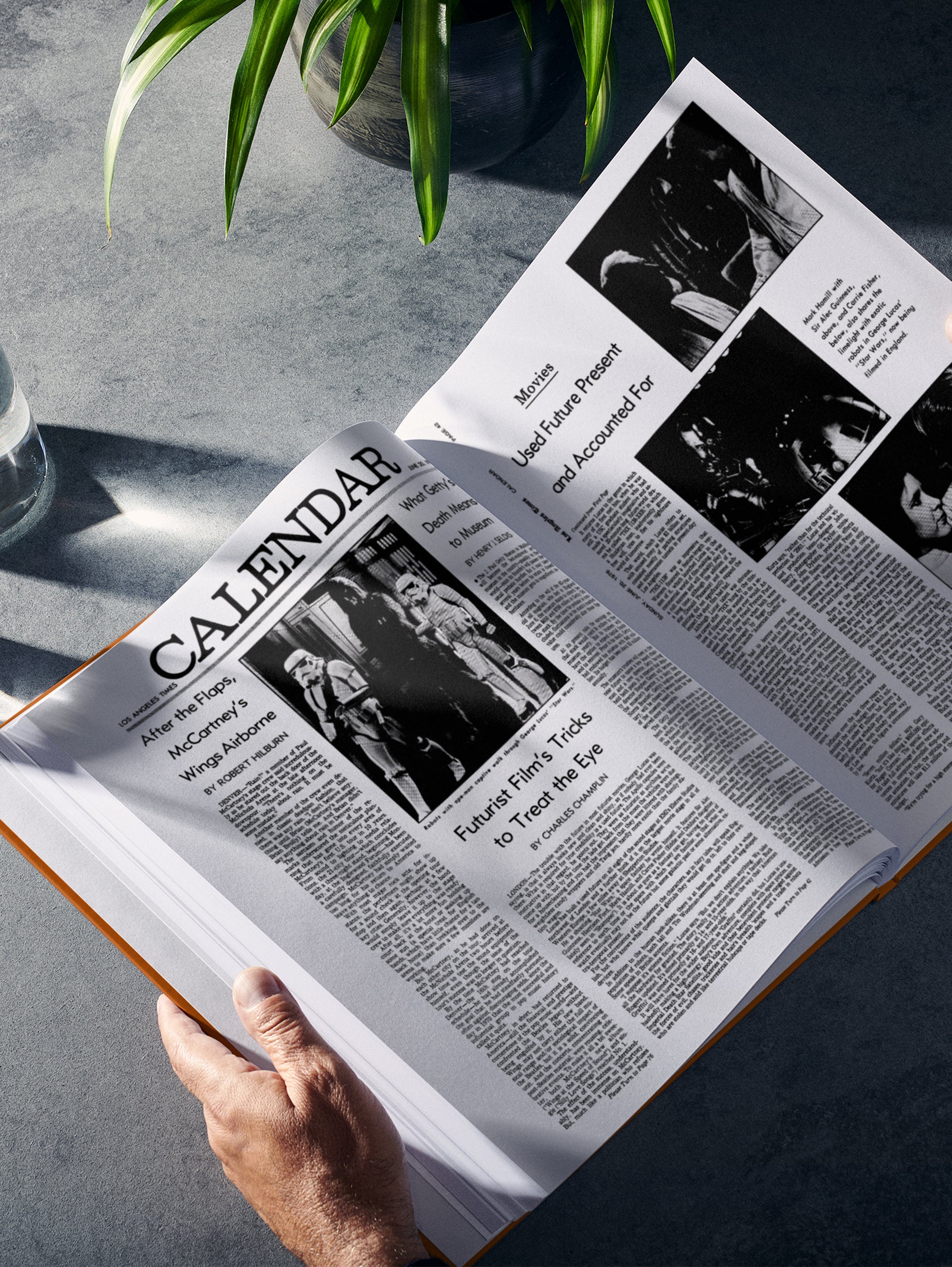 Cover of The Story of Harrison Ford Los Angeles Times Edition POD book by Historic Newspapers, featuring images of Harrison Ford.