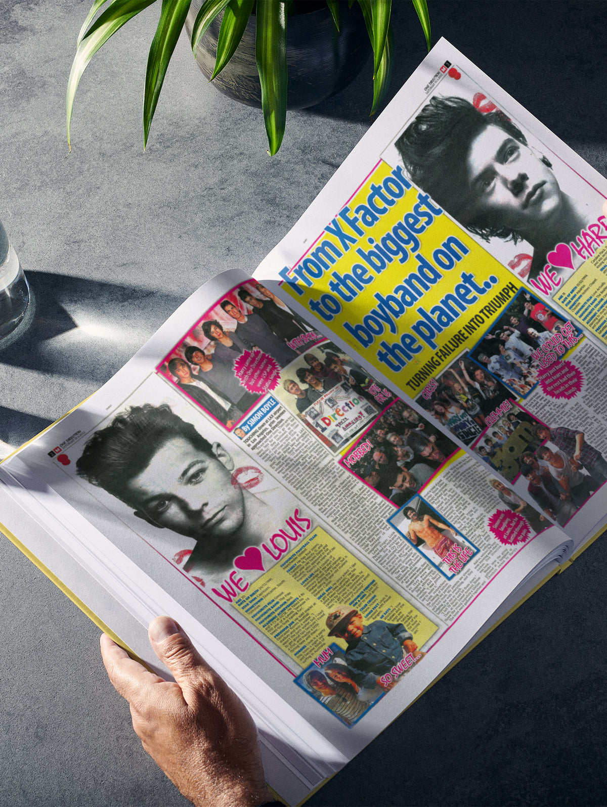 Yellow cover of "The Story of Harry Styles" POD book by Historic Newspapers featuring a portrait of Harry Styles.
