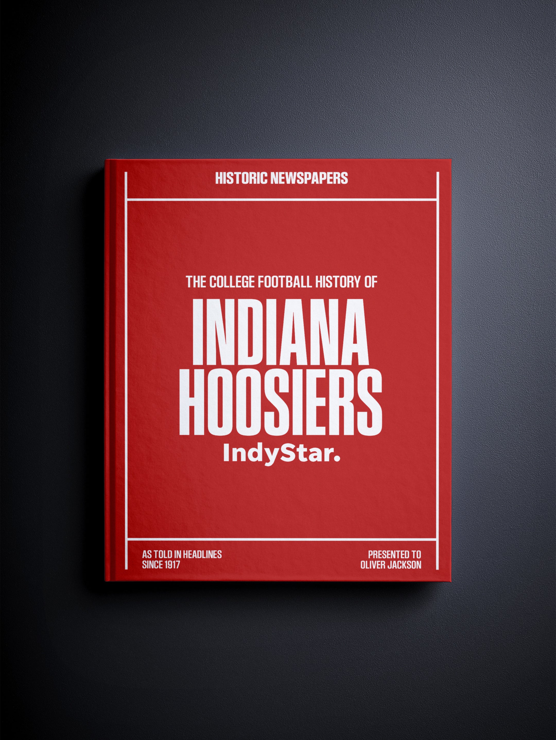 Vintage Indiana Hoosiers college football book by Historic Newspapers, featuring historic newsstand cover in burgundy.