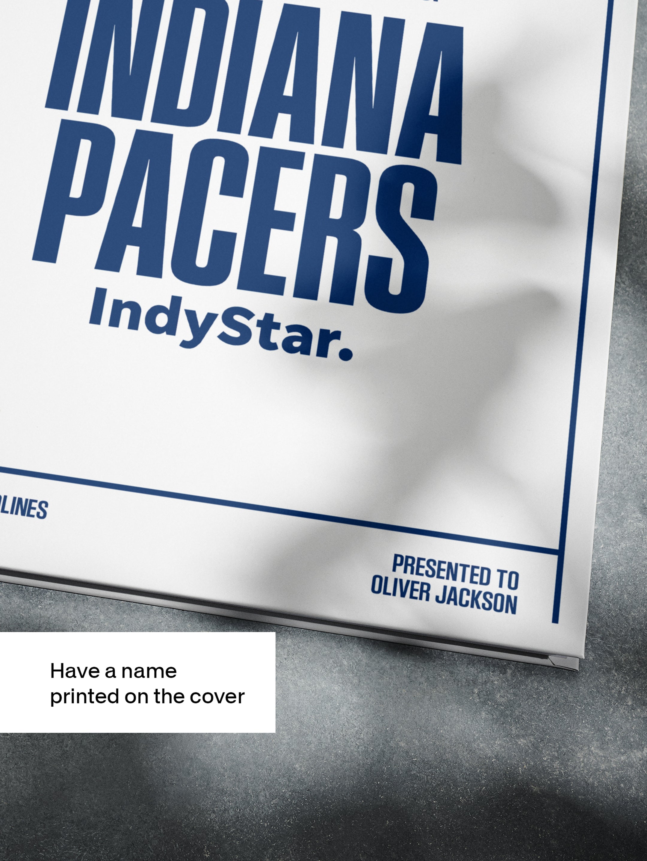 Historic Newspapers POD book titled "The Basketball History of Indiana Pacers" displayed on a white background.