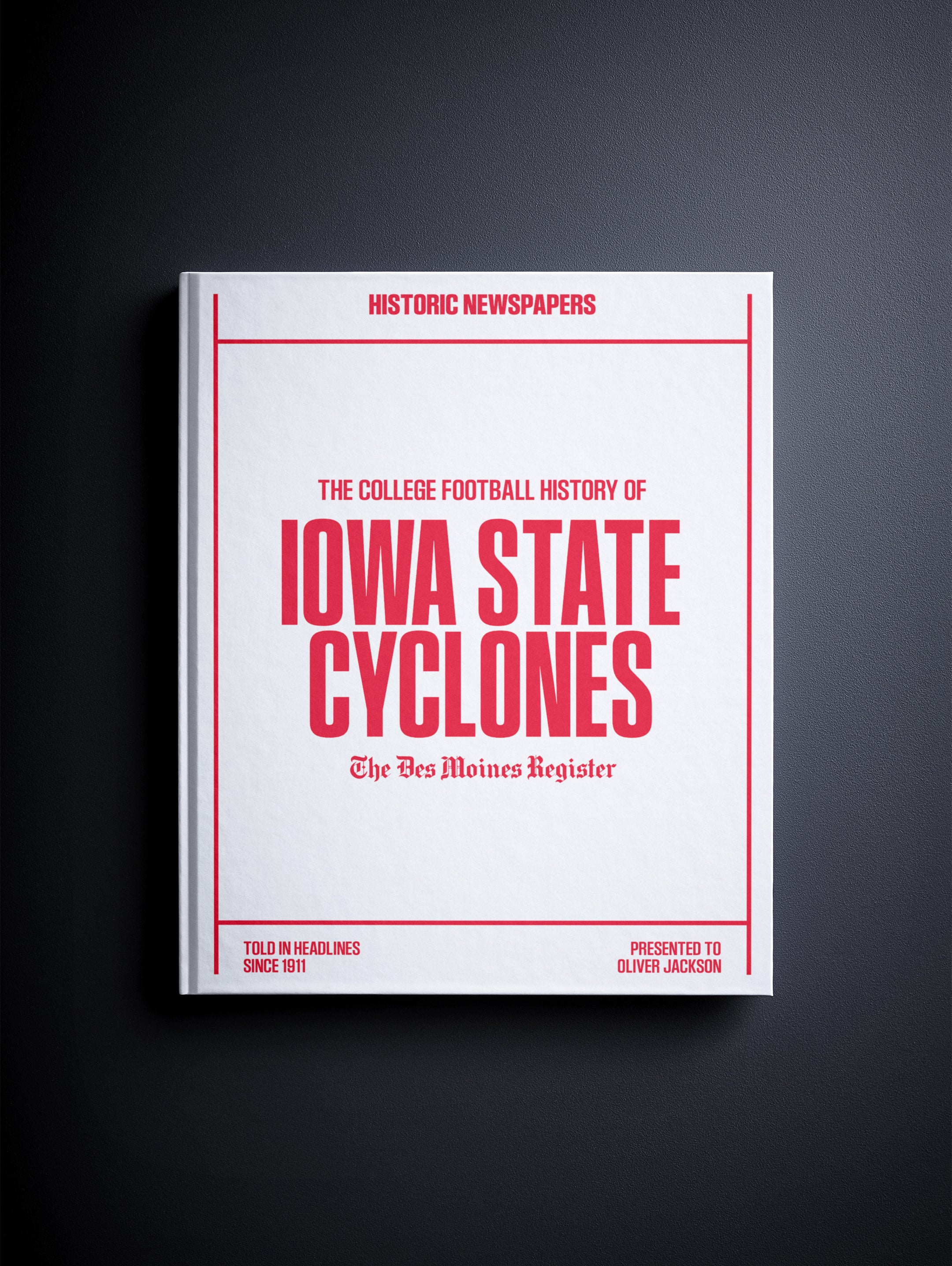 Historic Newspapers POD book titled "The College Football History of Iowa State Cyclones" with a white cover and vintage football imagery.