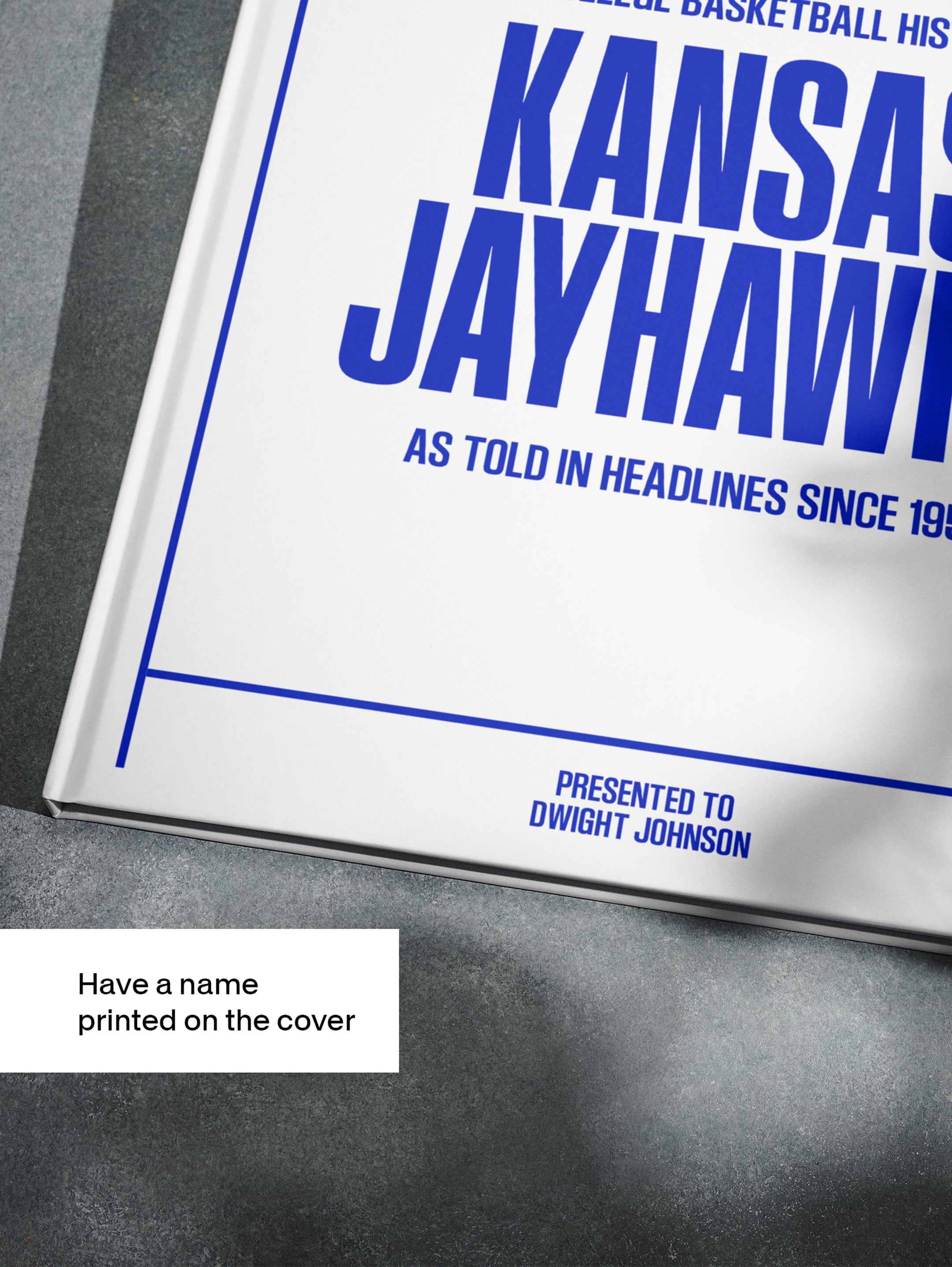 Historic Newspapers POD book cover titled "The College Basketball History of Kansas Jayhawks" featuring vintage basketball images.