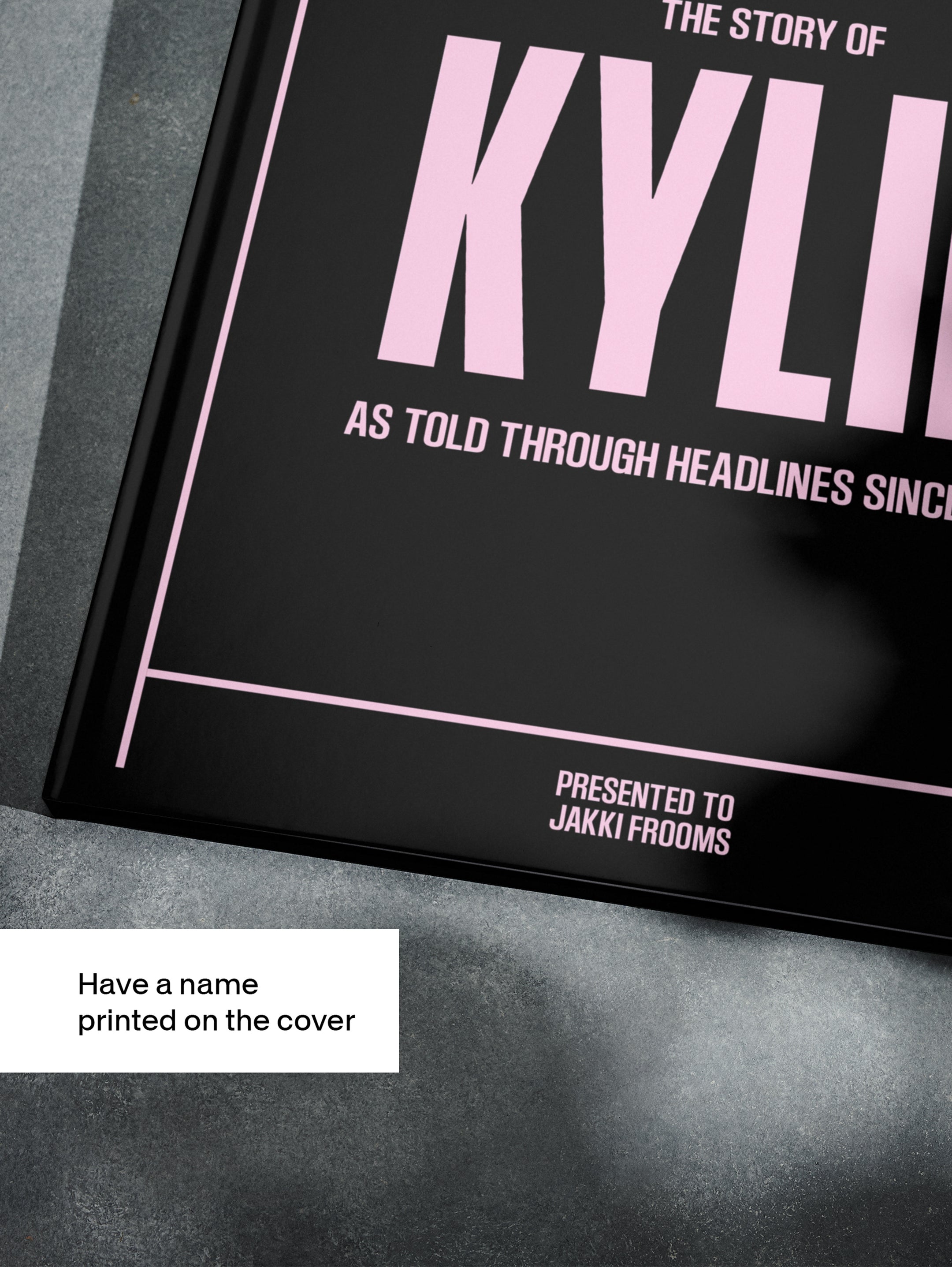 Cover of "The Story of Kylie" POD book by Historic Newspapers, featuring a black background and vintage newsstand design.