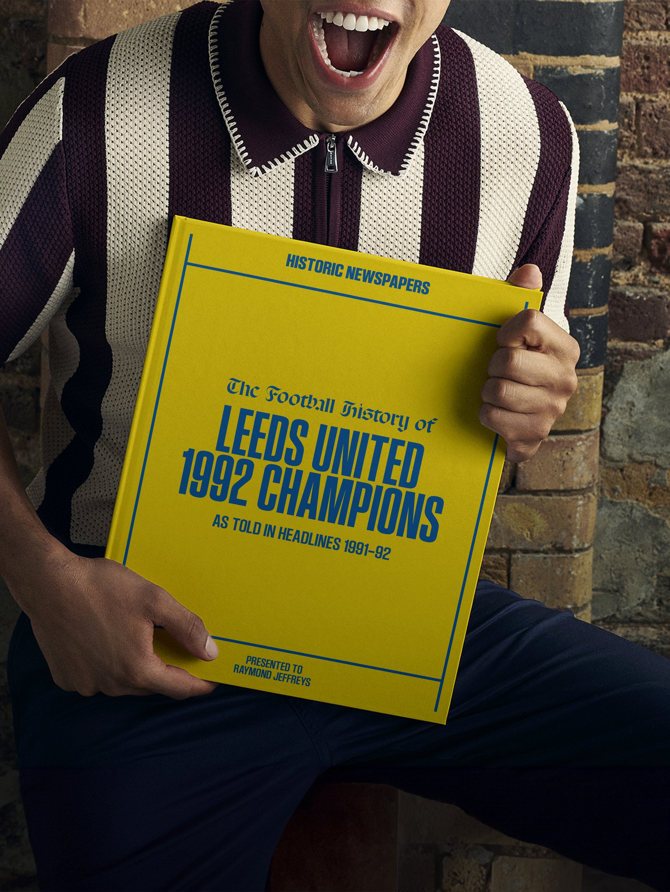 Leeds United 1992 League Champions POD book by Historic Newspapers, featuring a football newsstand cover in yellow.