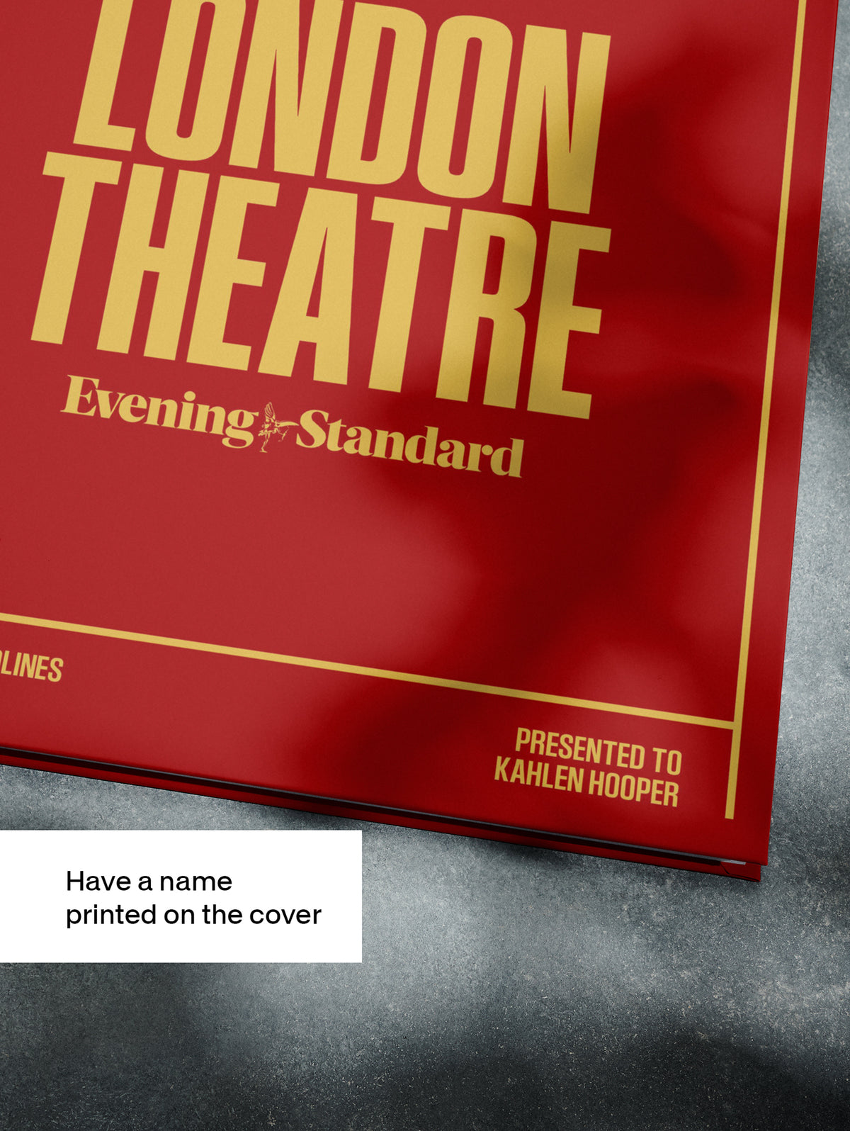 The History of London Theatre Evening Standard Edition POD book by Historic Newspapers, red cover.