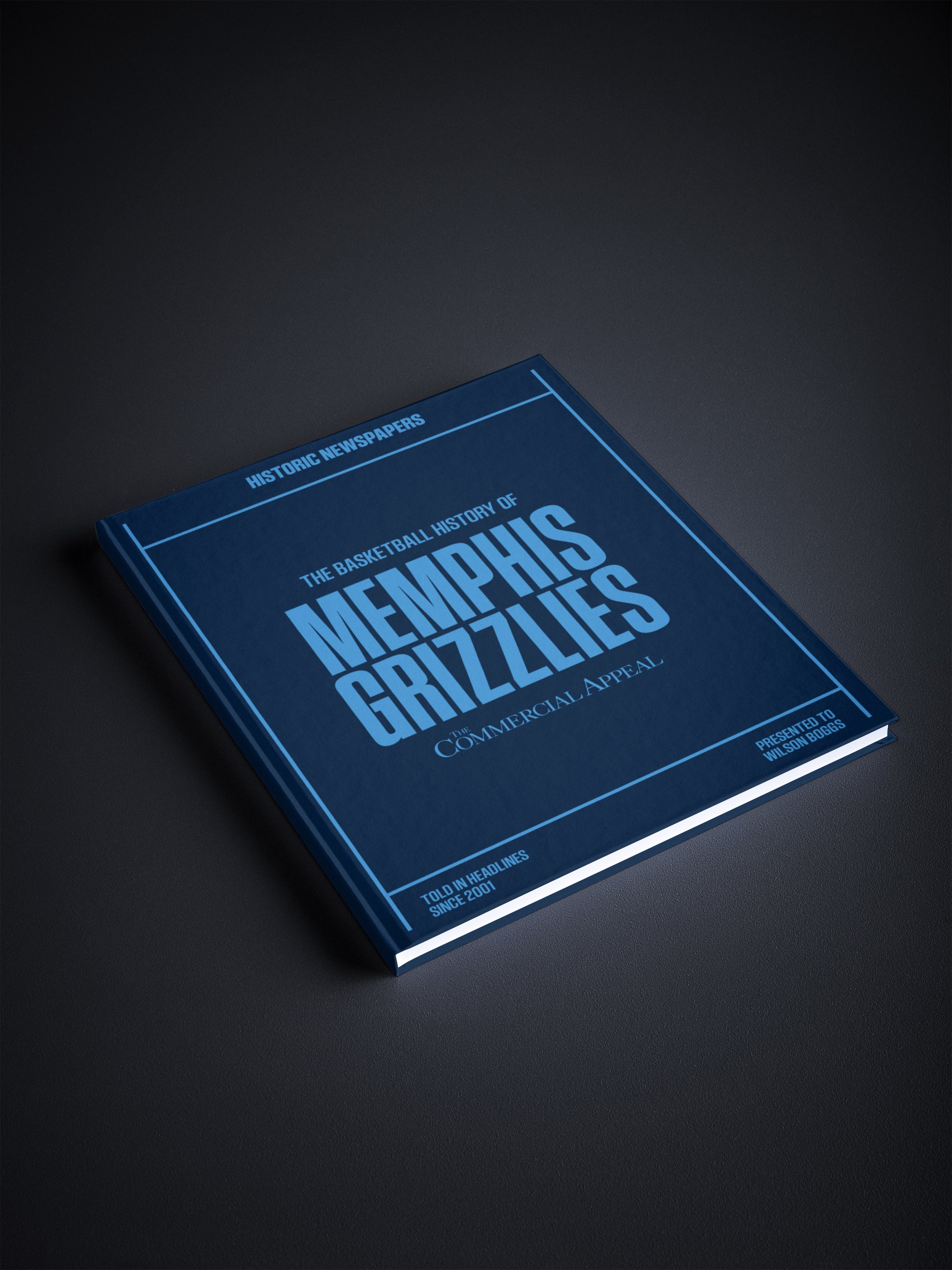 Blue cover POD book titled The Basketball History of Memphis Grizzlies by Historic Newspapers, featuring Memphis Grizzlies basketball history.