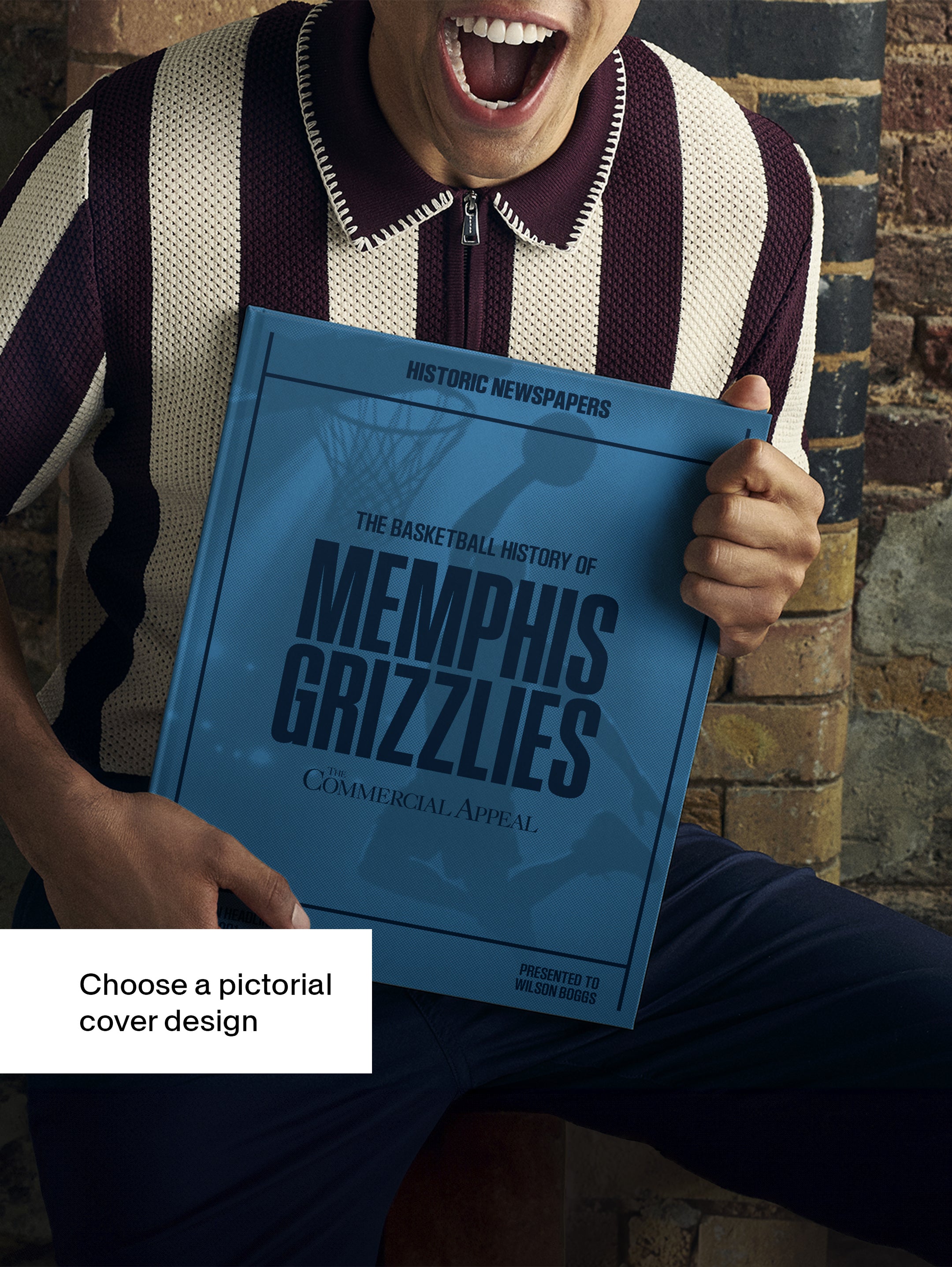 Cover of The Basketball History of Memphis Grizzlies POD book by Historic Newspapers, featuring Memphis Grizzlies basketball imagery.