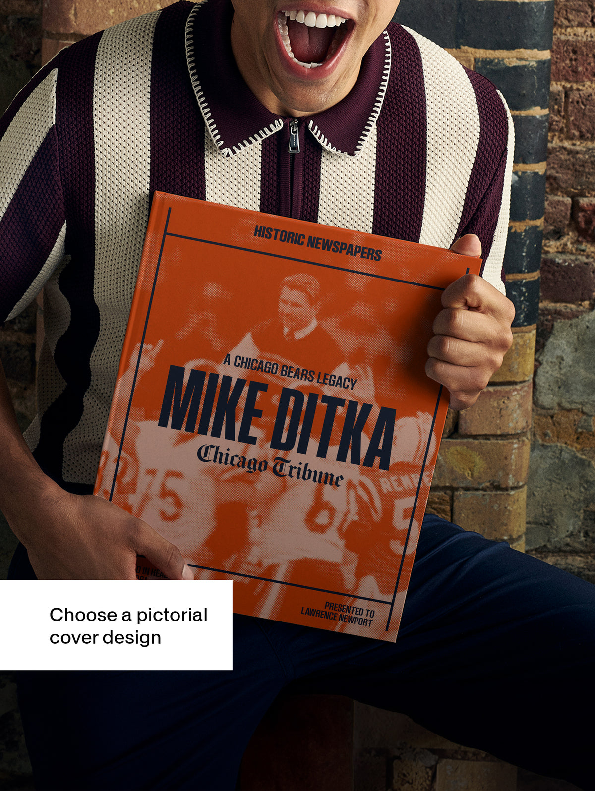 Chicago Bears Legacy Mike Ditka Chicago Tribune edition POD book by Historic Newspapers, featuring a vintage football newsstand photo.