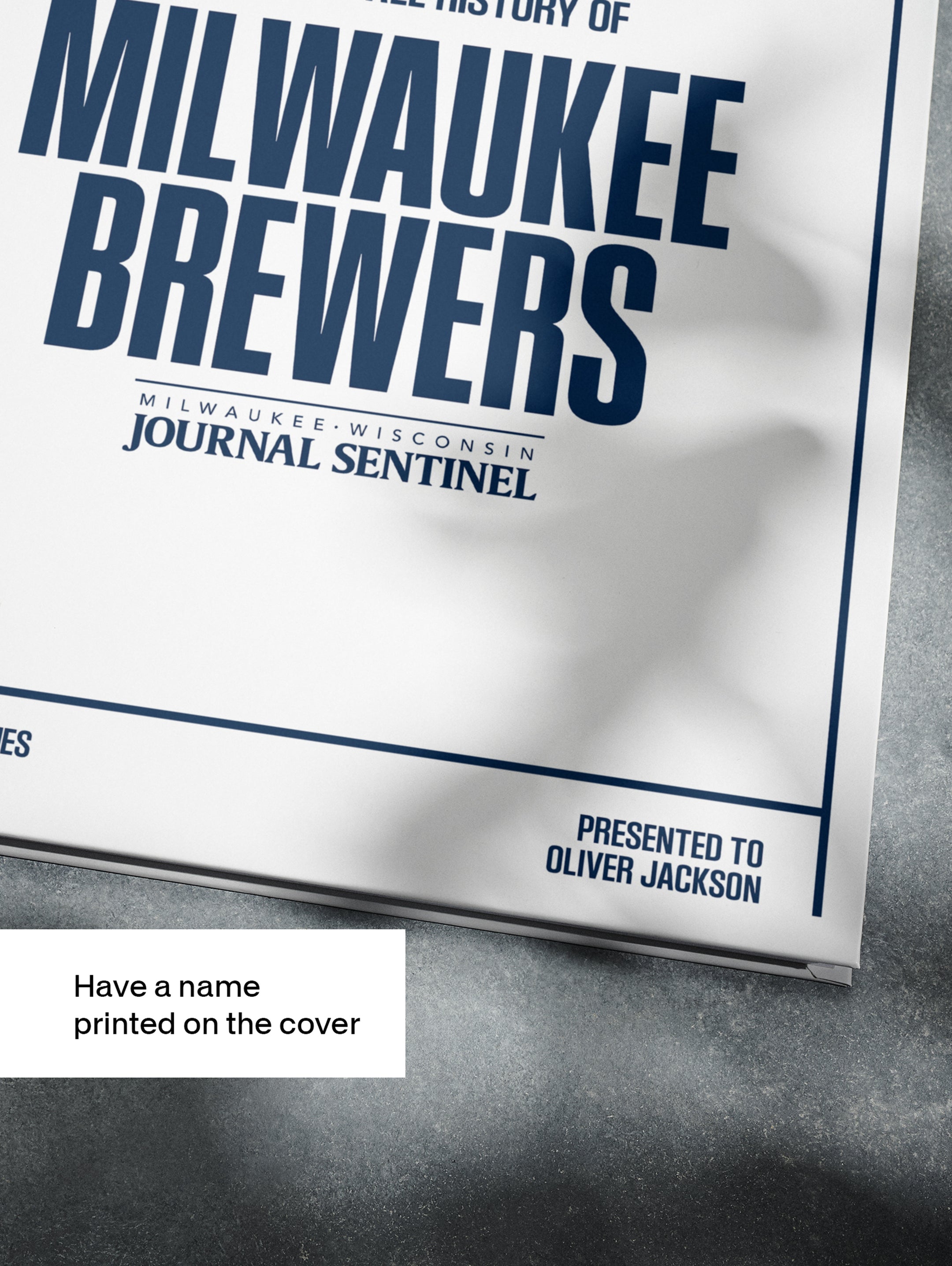 Historic Newspapers POD book titled "The Baseball History of Milwaukee Brewers" featuring vintage Milwaukee Brewers baseball newsstand images.