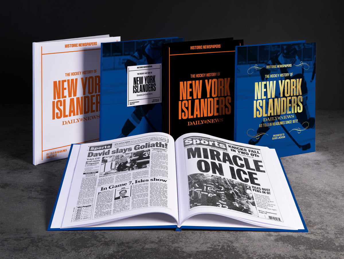Historic Newspapers POD book titled The Hockey History of New York Islanders Daily News Edition with a cover image of the newspaper.