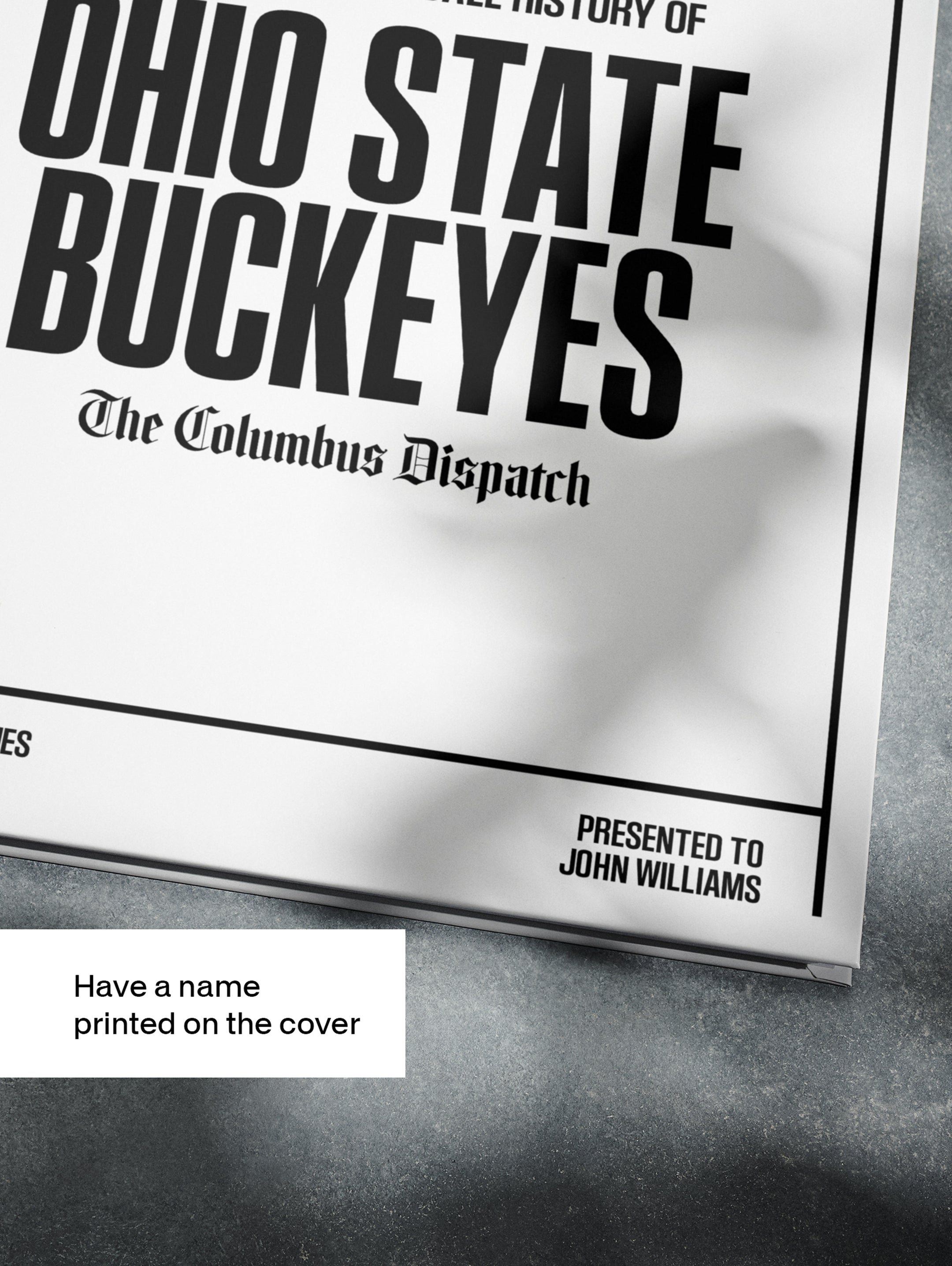 Historic Newspapers POD book titled "The College Football History of Ohio State Buckeyes" featuring vintage Ohio State football news.