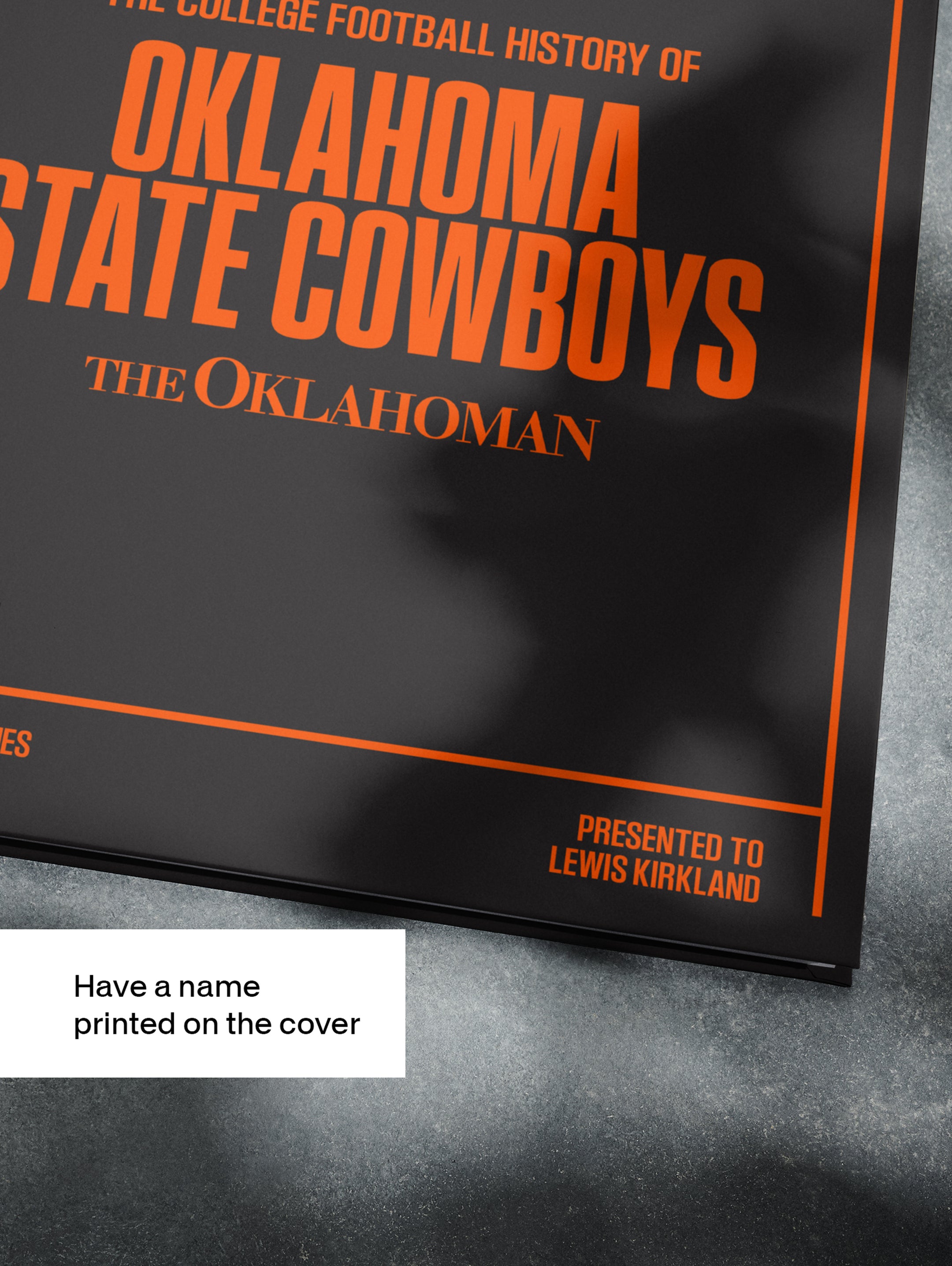 Black and white POD book cover featuring Oklahoma State Cowboys college football history from Historic Newspapers.