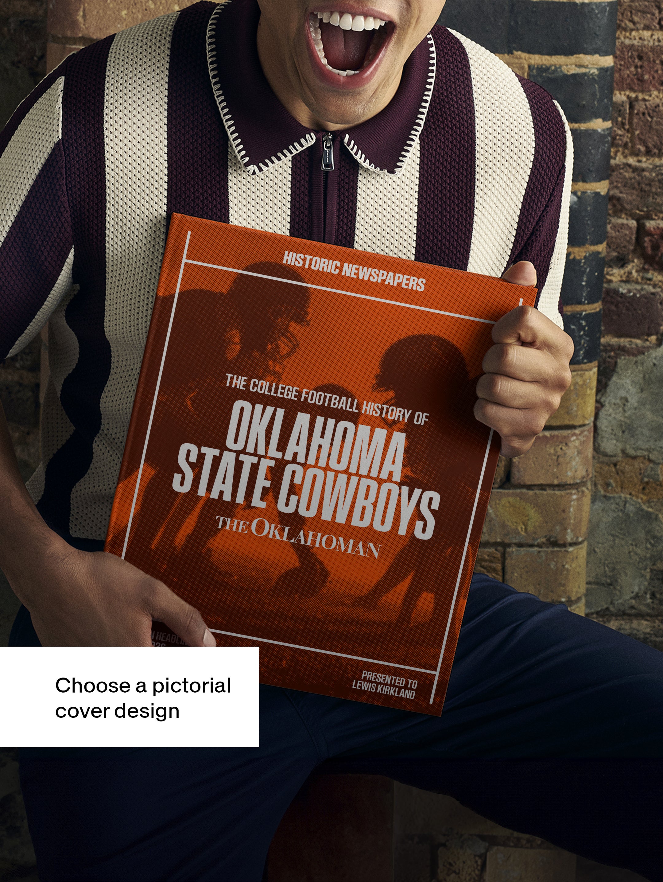 Orange-themed POD book cover featuring Oklahoma State Cowboys college football history by Historic Newspapers.