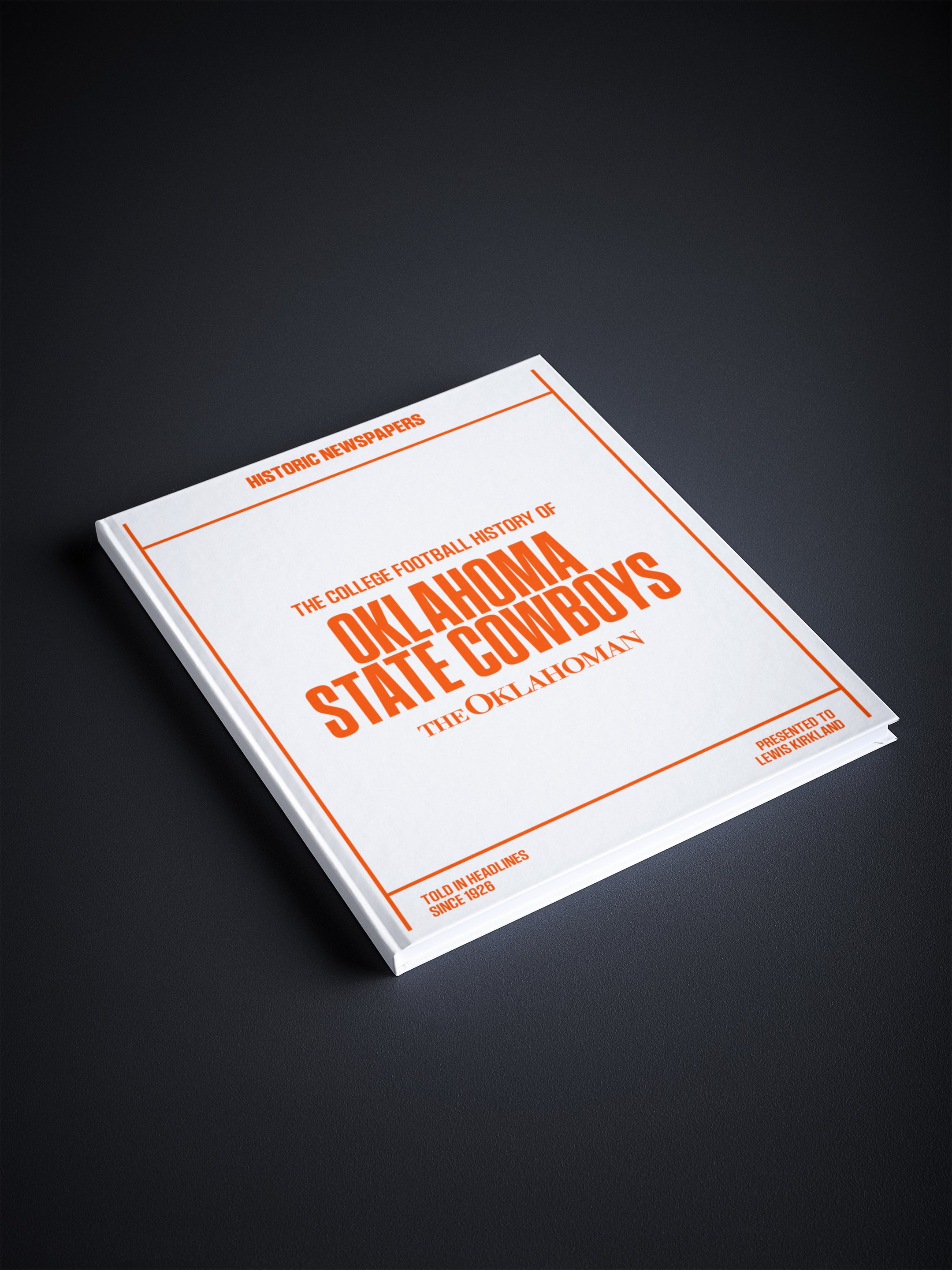 Historic Newspapers POD book titled "The College Football History of Oklahoma State Cowboys" with a white cover and vintage football design.