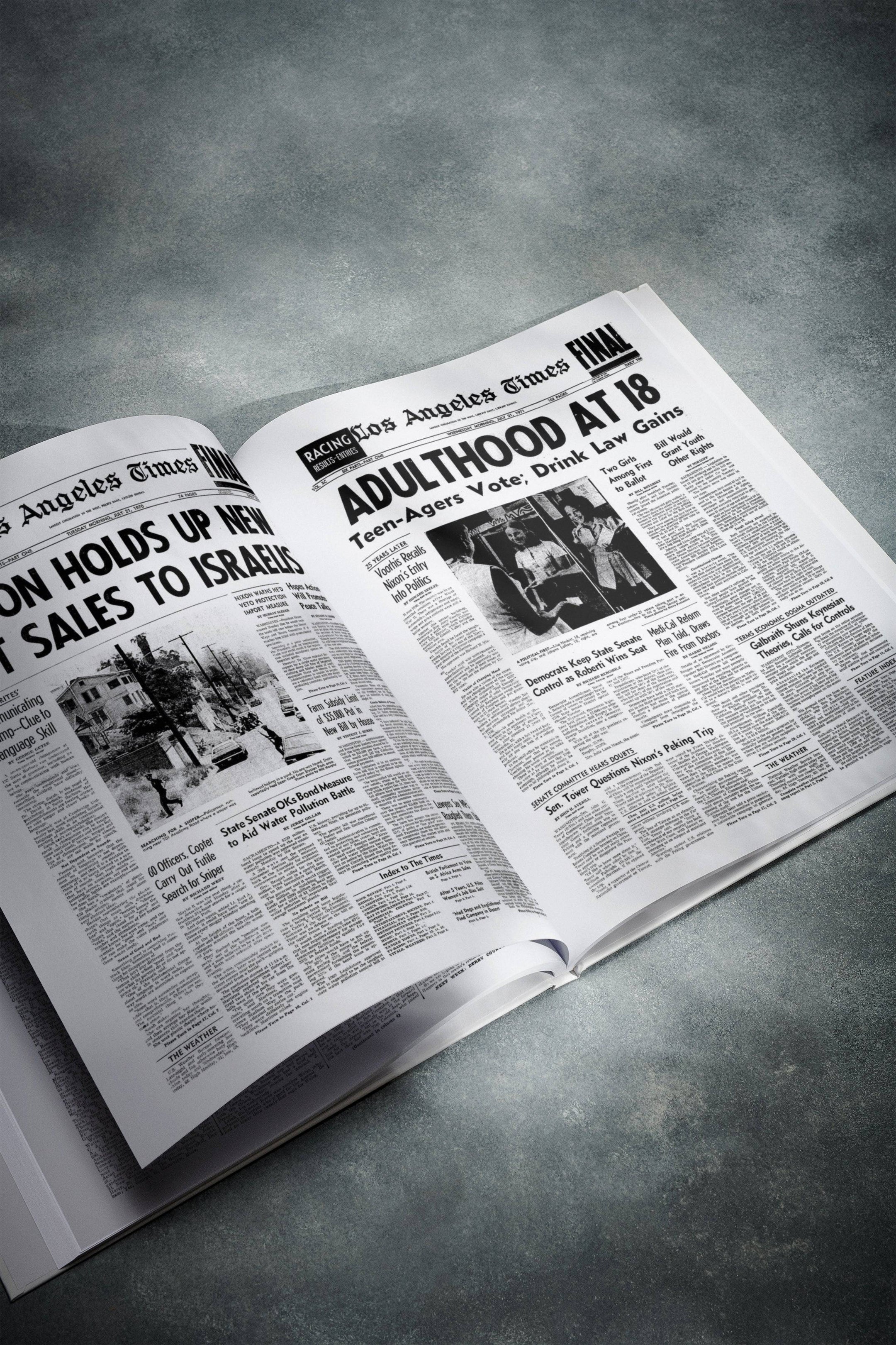 Personalised Birthday Newspaper Book Los Angeles Times Edition
