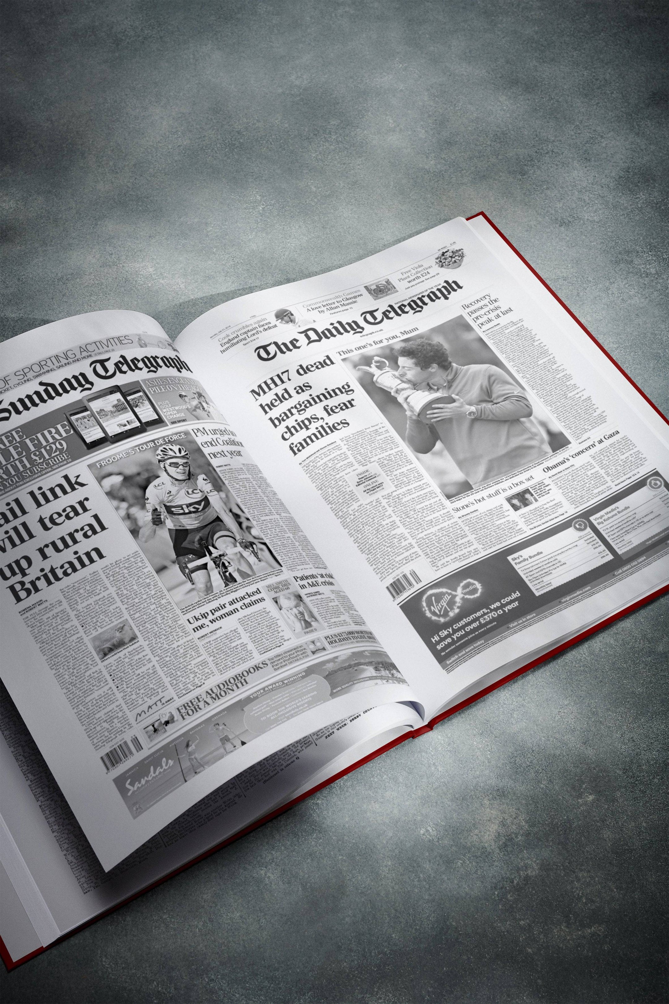 Personalised Birthday Newspaper Book Telegraph Edition