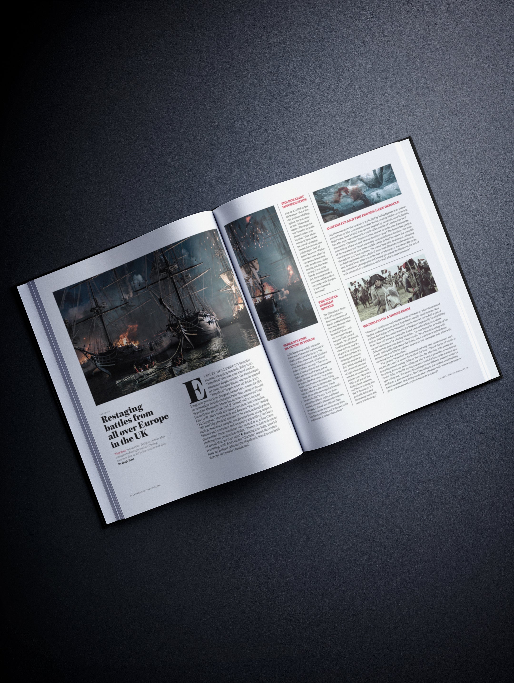 Page spread from "The Story of Ridley Scott" Los Angeles Times Edition POD book by Historic Newspapers, featuring images and text.