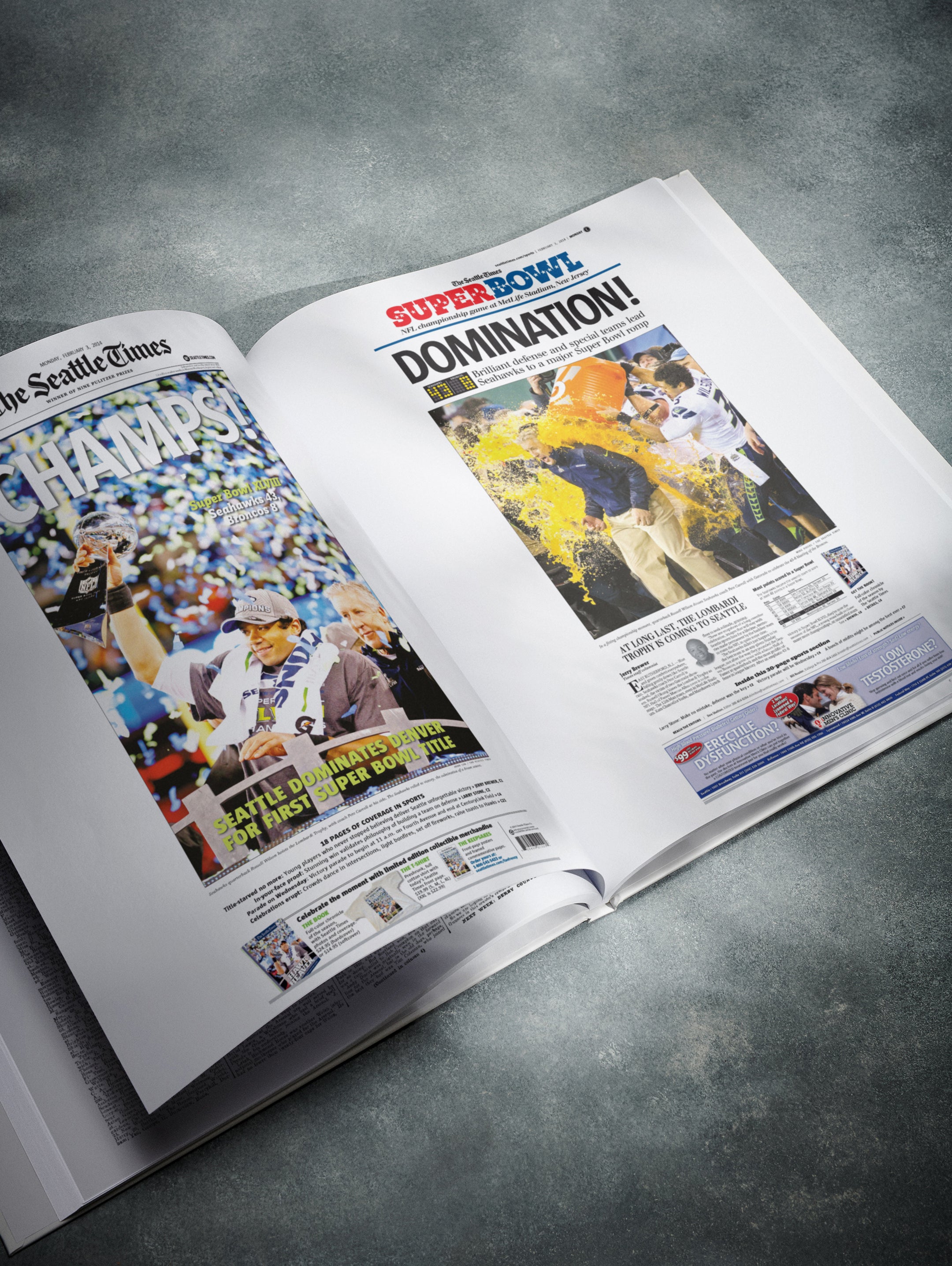 The US Football History of Seattle Seahawks Seattle Times Edition Book - Historic Newspapers