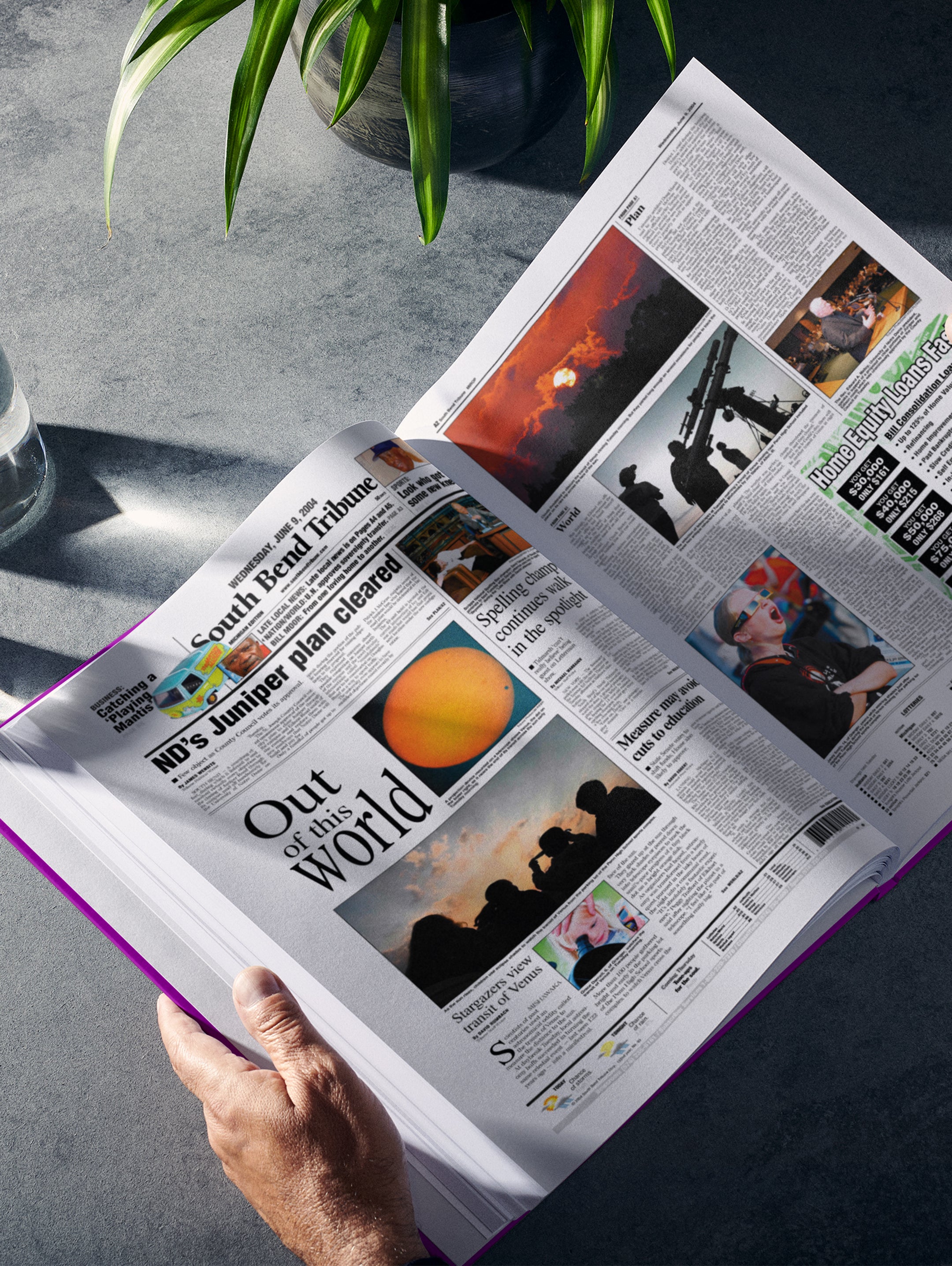 Open POD book titled "The History of Space and Astronomy" by Historic Newspapers, featuring space and astronomy world events.