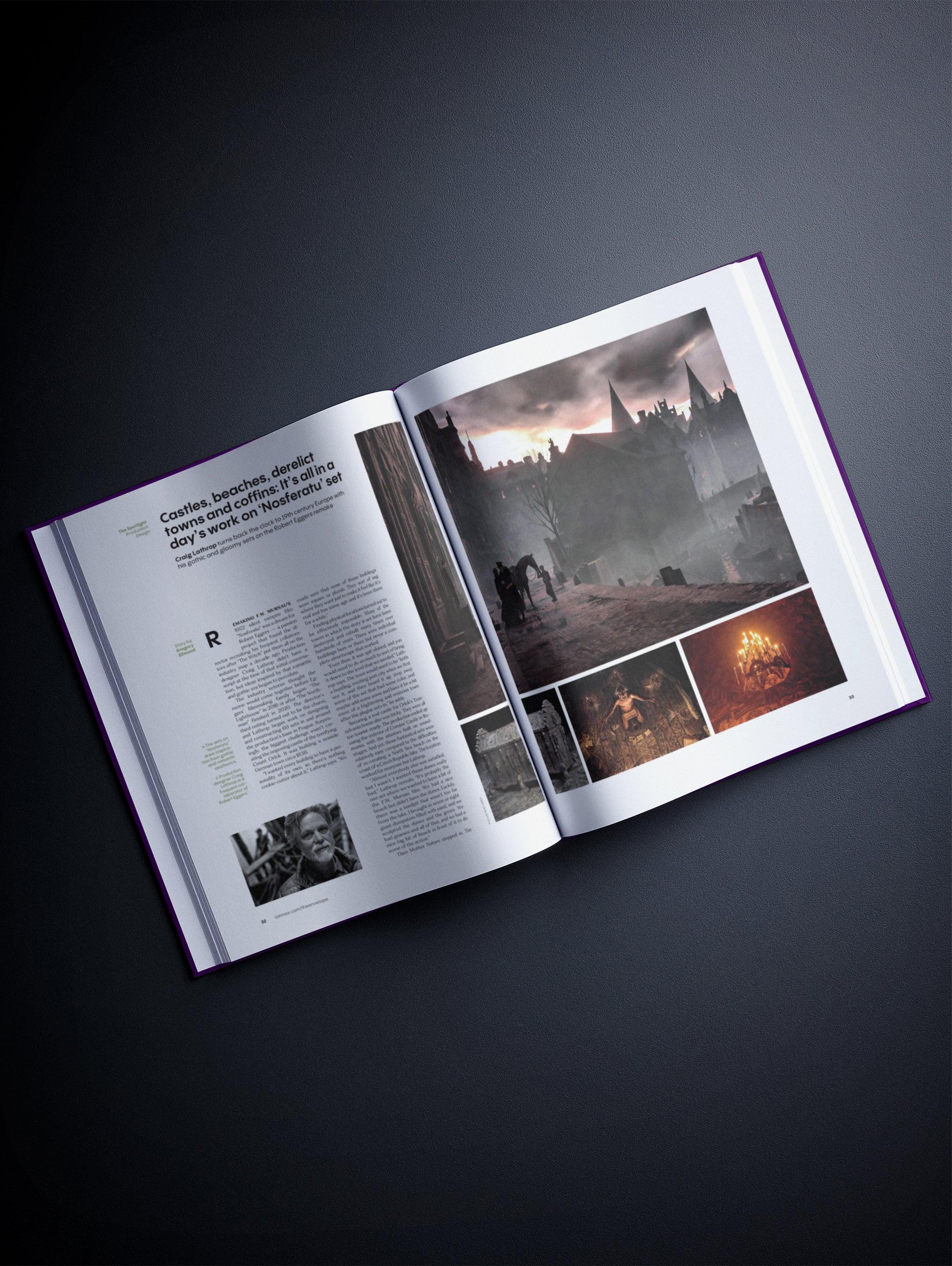 Open paperback POD book titled "The Onscreen History of Vampires" by Historic Newspapers, featuring purple-themed cover with vampire imagery.