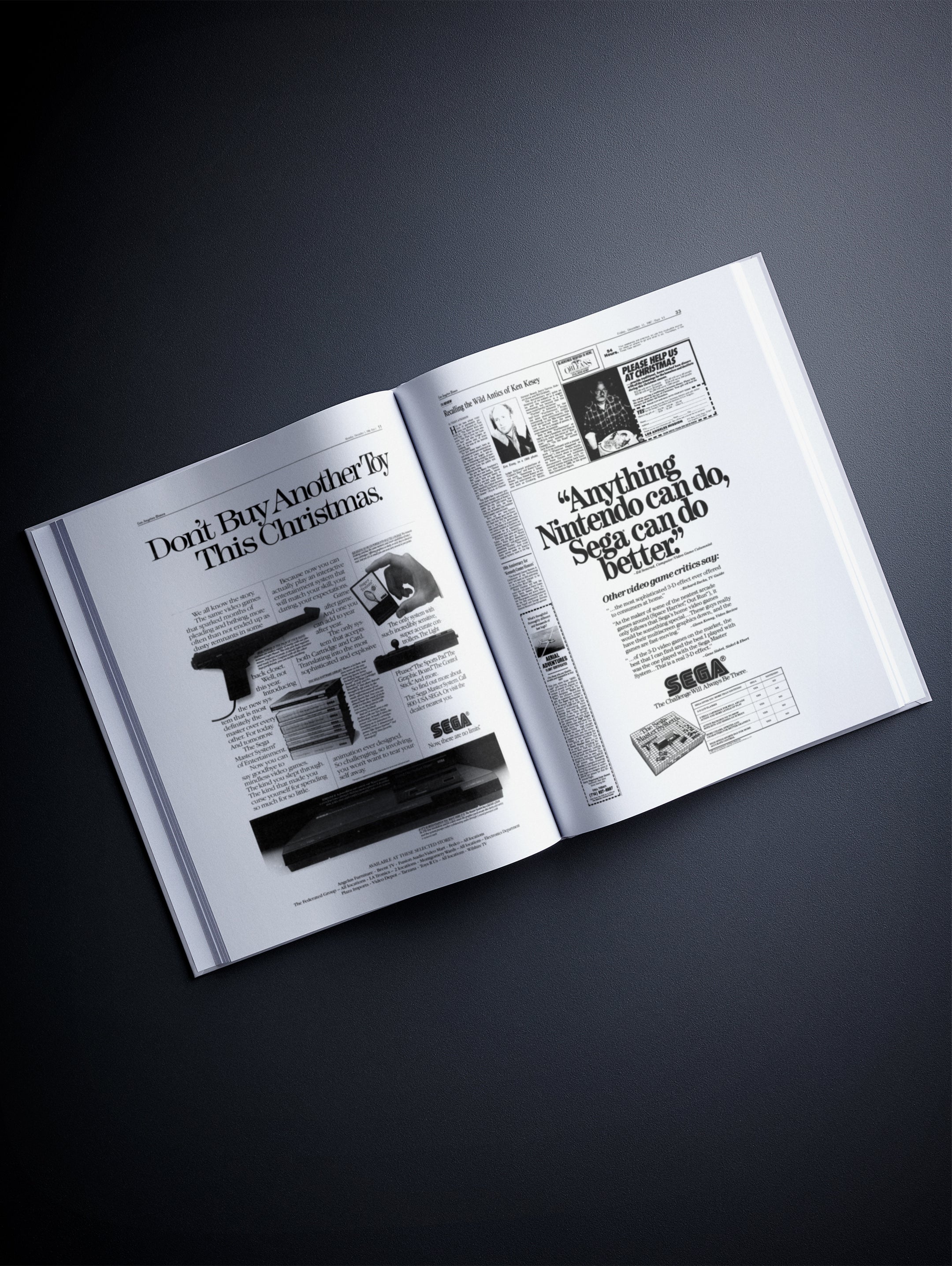 A POD book titled The History of Video Games Los Angeles Times Edition by Historic Newspapers, featuring a lit grey cover and spread pages.