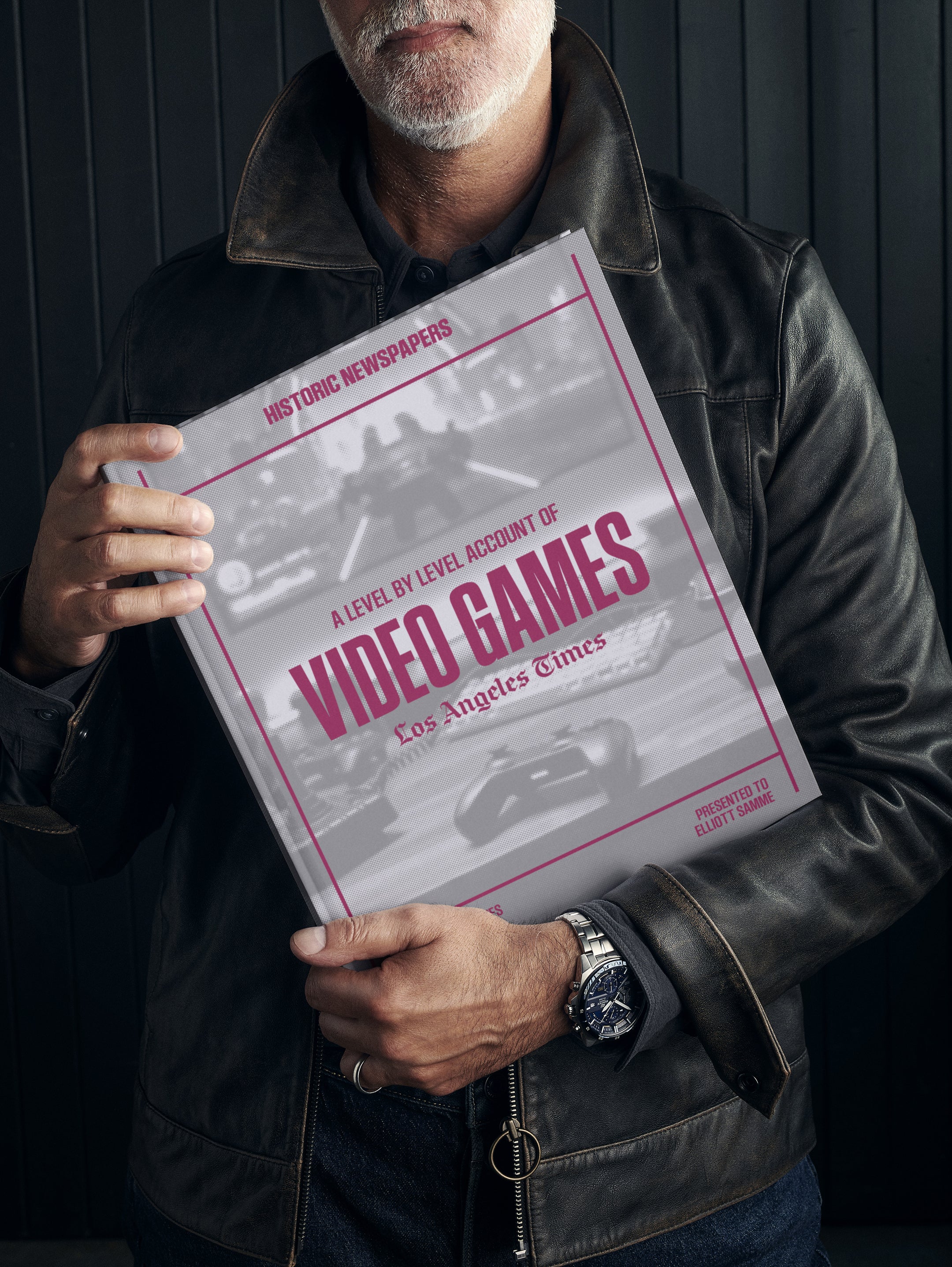 POD book titled "The History of Video Games" Los Angeles Times Edition by Historic Newspapers, featuring a grey pictorial cover.