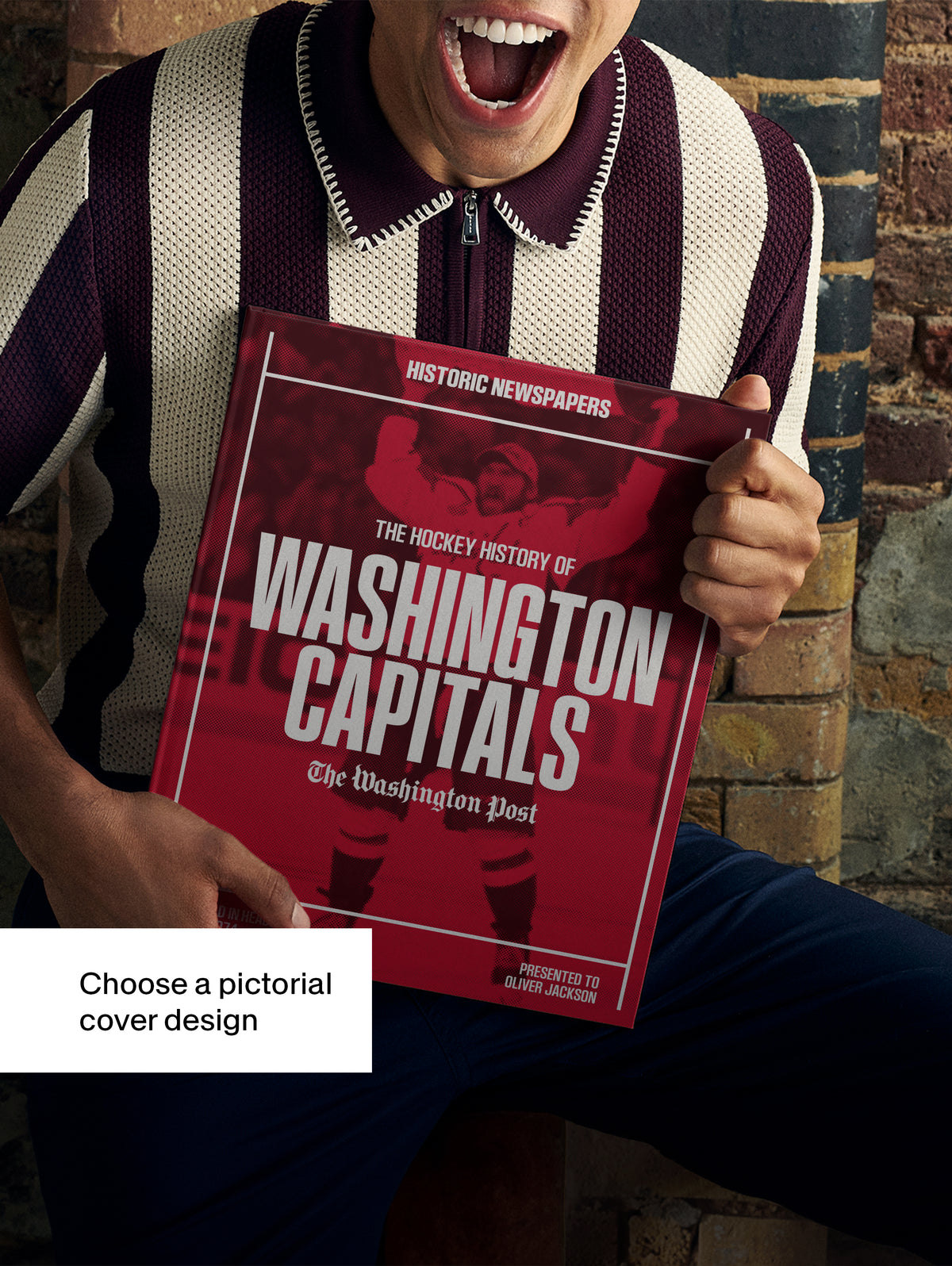 Historic Newspapers POD book featuring Washington Capitals hockey history with a red-themed Washington Post edition cover.