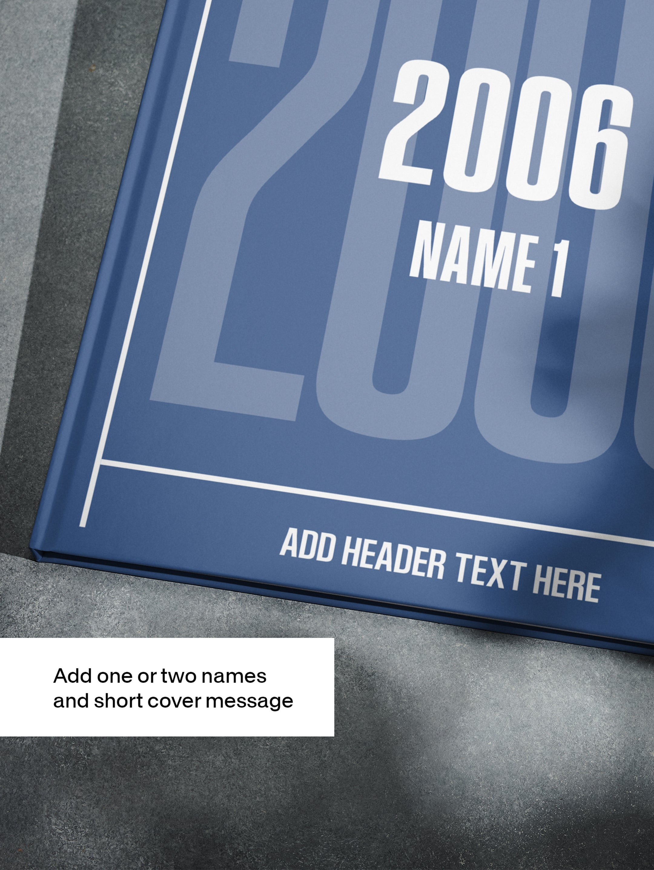 Open copy of "Your Year in Headlines 2006" POD book by Historic Newspapers showing historic newspaper headlines from 2006.