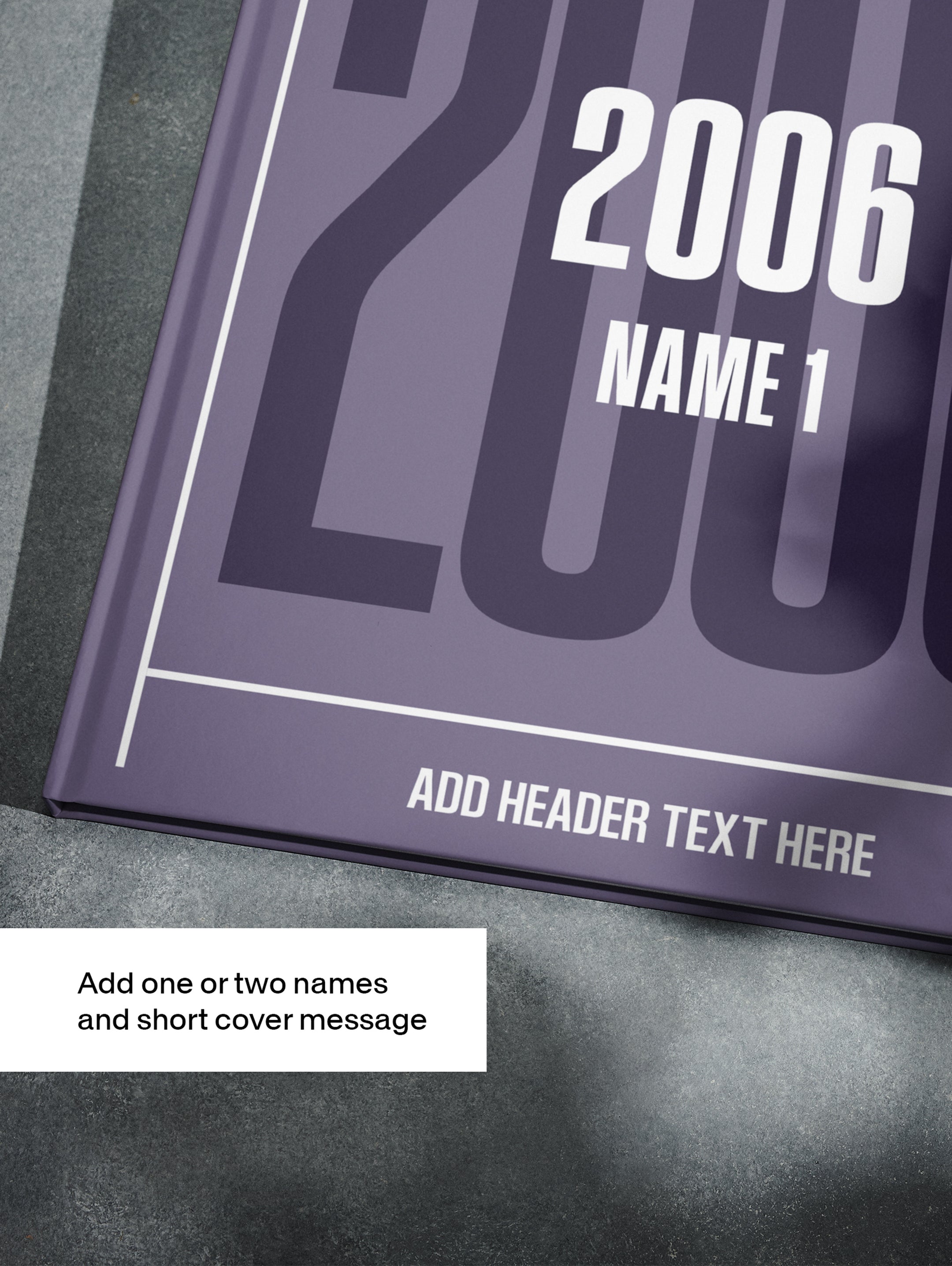 POD book titled "Your Year in Headlines 2006" by Historic Newspapers featuring a purple cover with newspaper headlines.