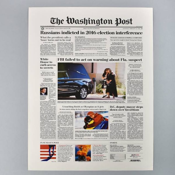 Washington Post front page reprint