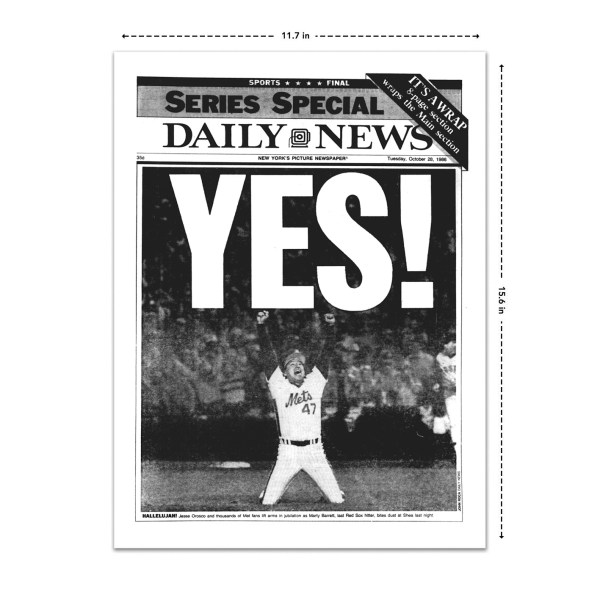 yes mets win world series historical newspaper front page reprint