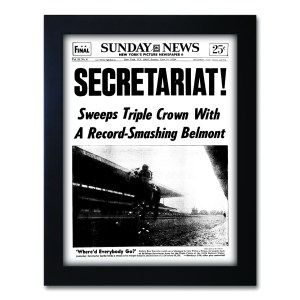secretariat wins triple historical newspaper front page reprint