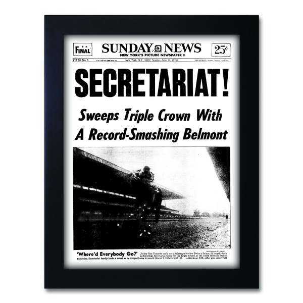 secretariat wins triple historical newspaper front page reprint