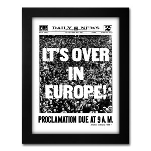 war over in europe historical newspaper front page reprint