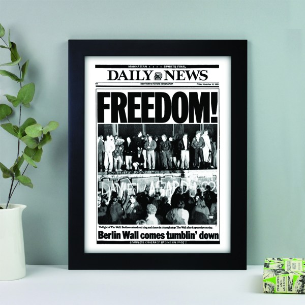 Berlin wall FREEDOM historical newspaper front page reprint