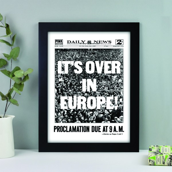 war over in europe historical newspaper front page reprint