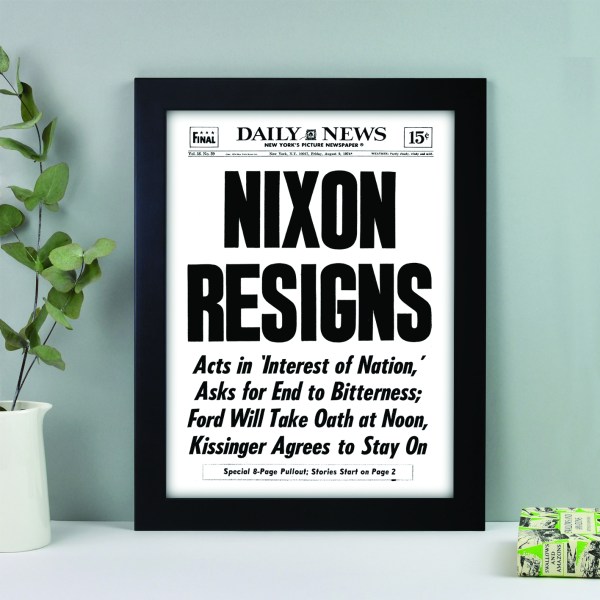 nixon resigns historical newspaper front page reprint