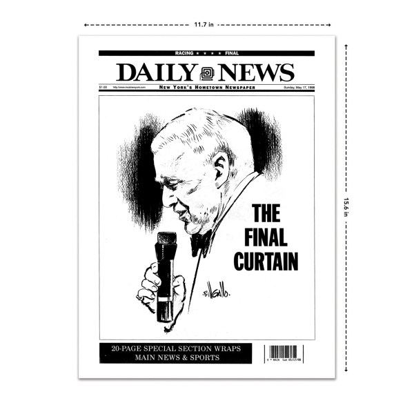 Frank Sinatra the final curtain historical newspaper front page reprint